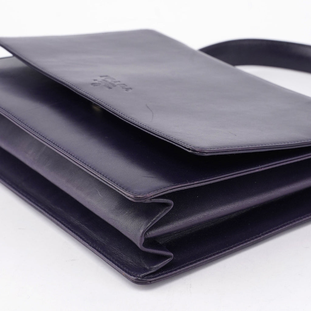 Purple Calfskin Top Handle Flap Bag