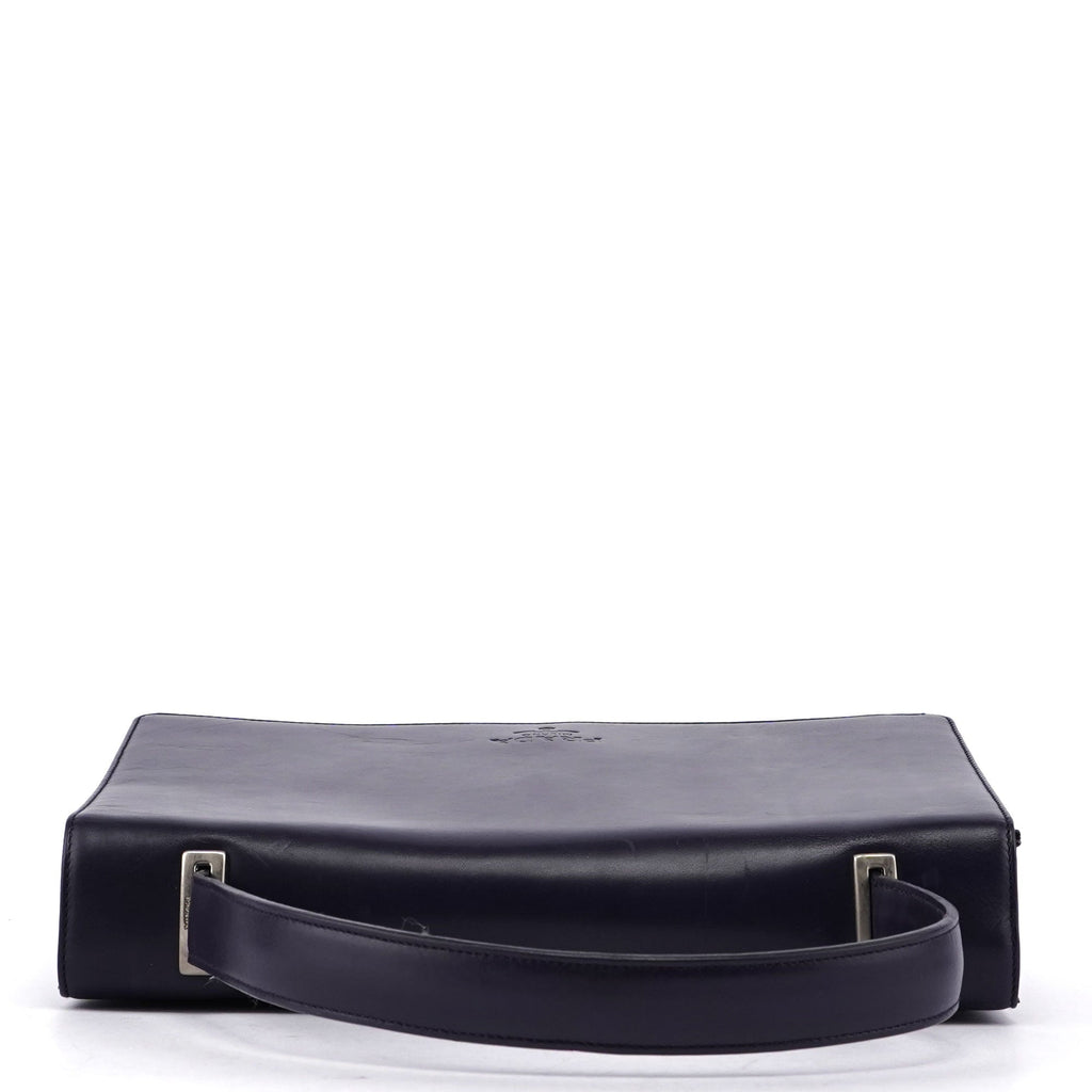 Purple Calfskin Top Handle Flap Bag