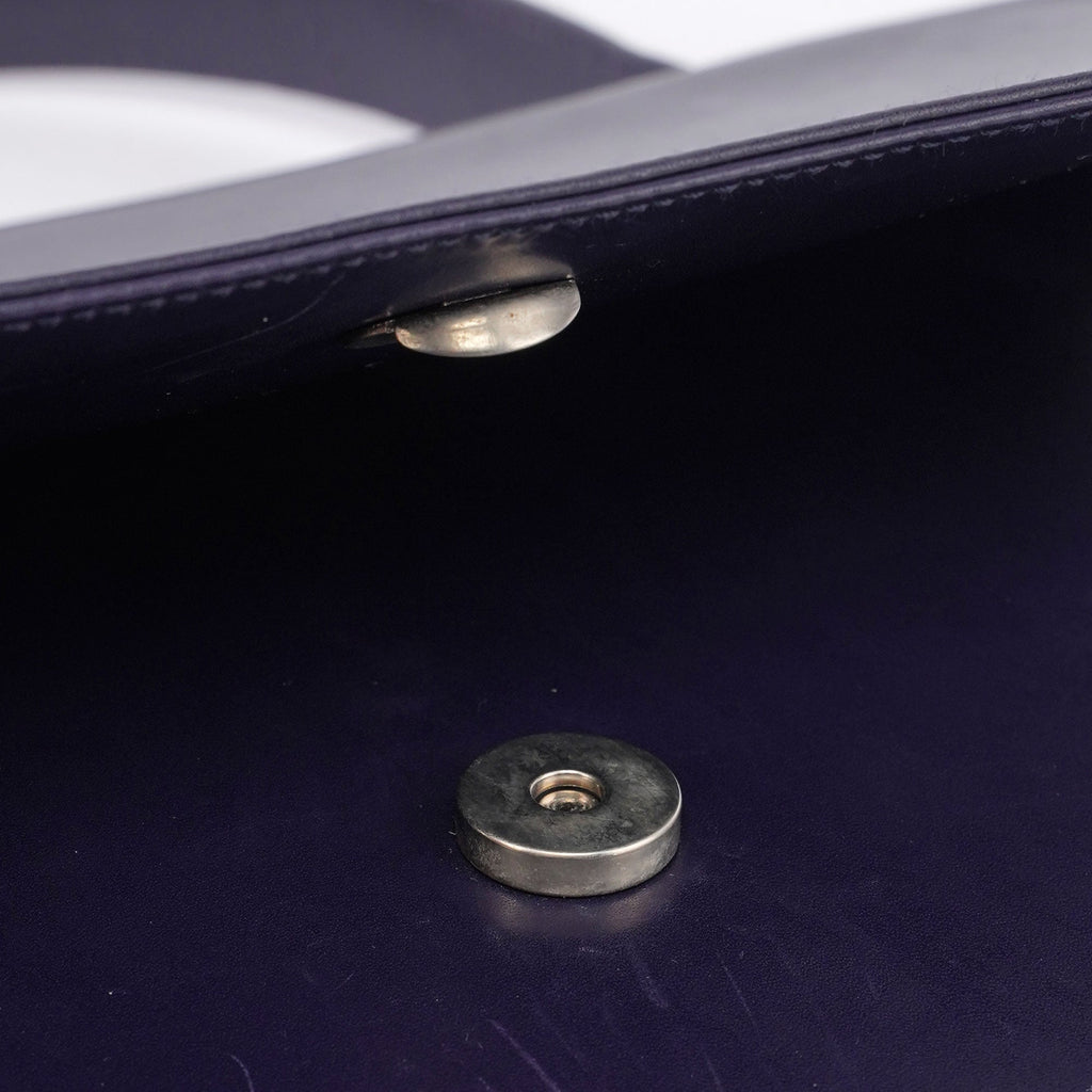 Purple Calfskin Top Handle Flap Bag