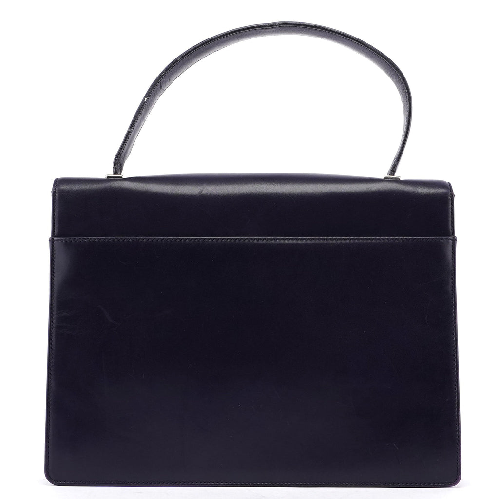 Purple Calfskin Top Handle Flap Bag