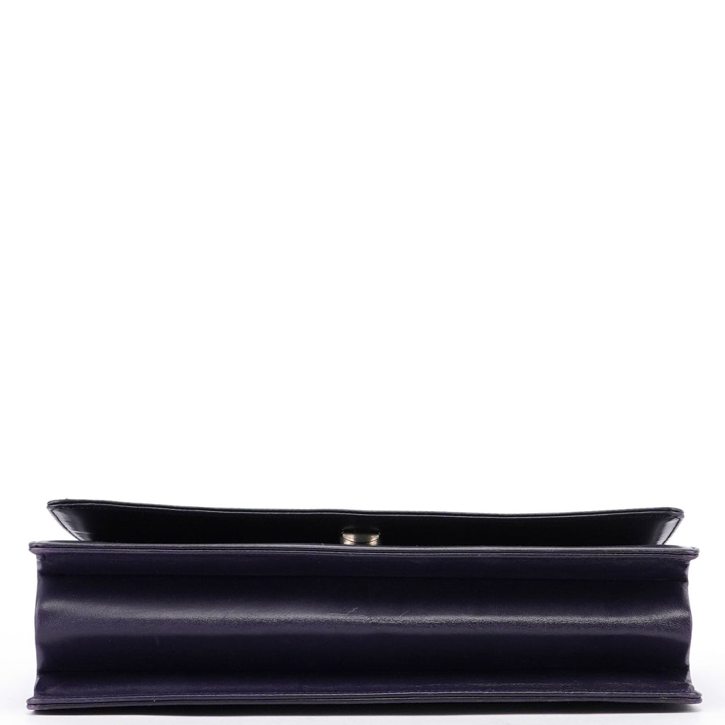 Purple Calfskin Top Handle Flap Bag
