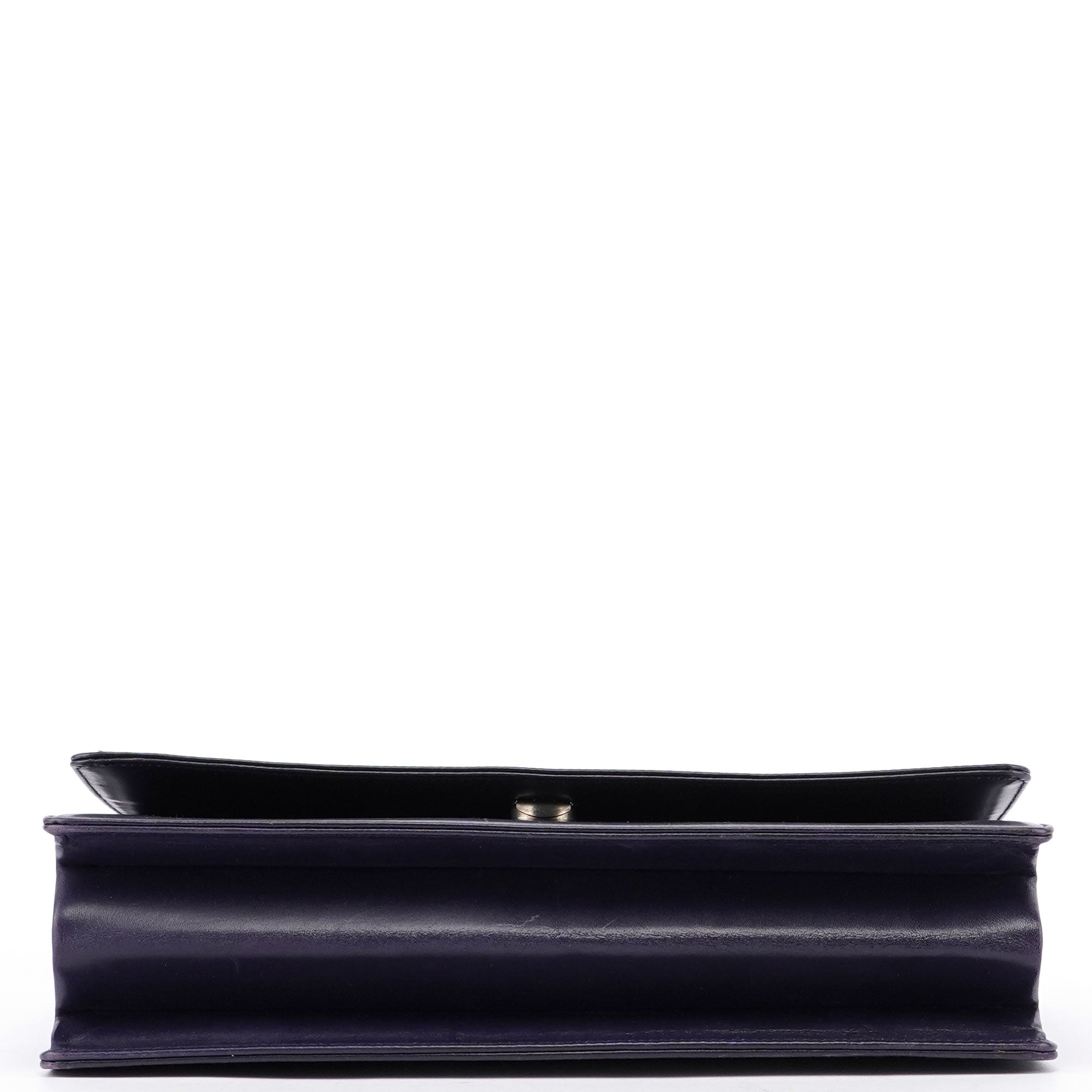 Purple Calfskin Top Handle Flap Bag
