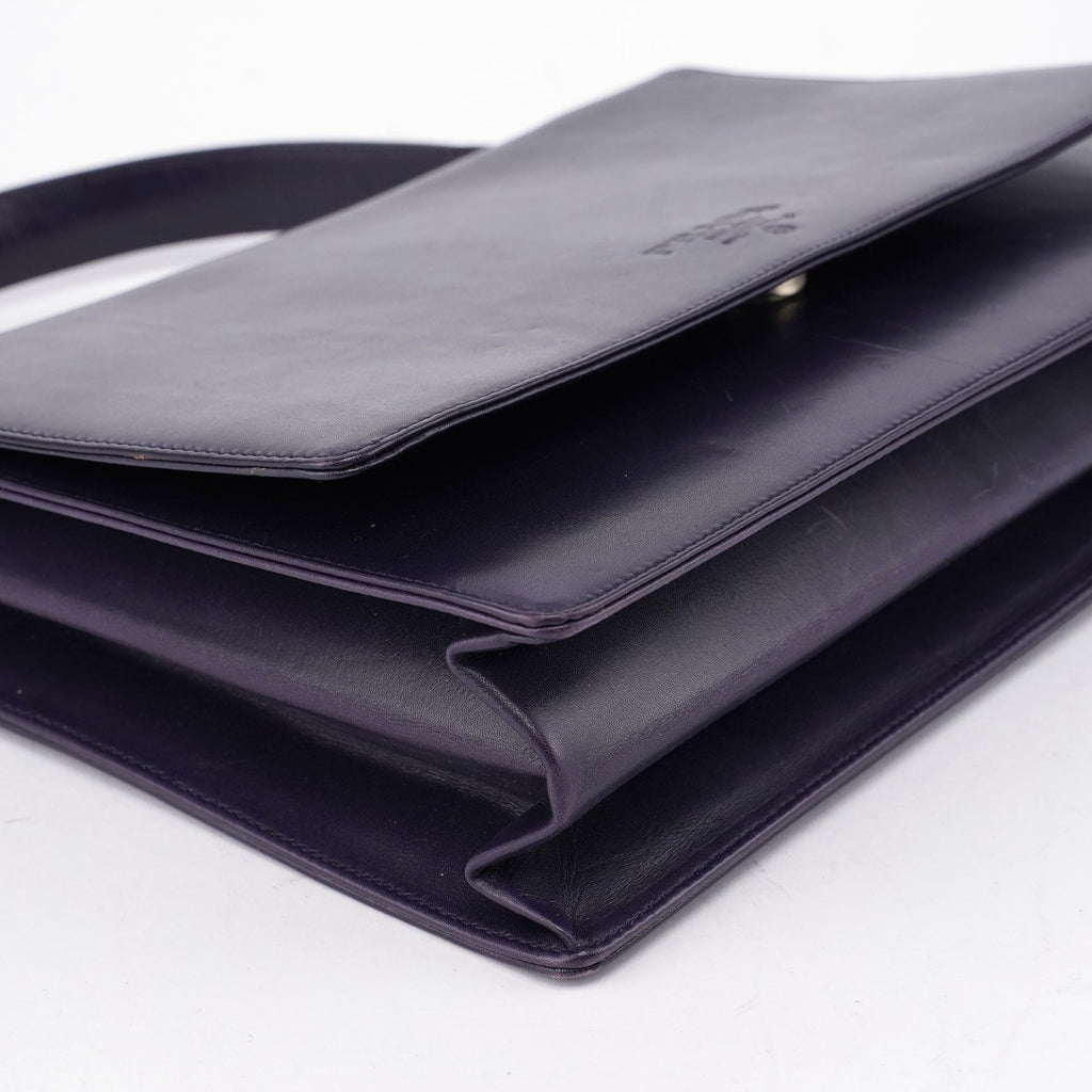 Purple Calfskin Top Handle Flap Bag