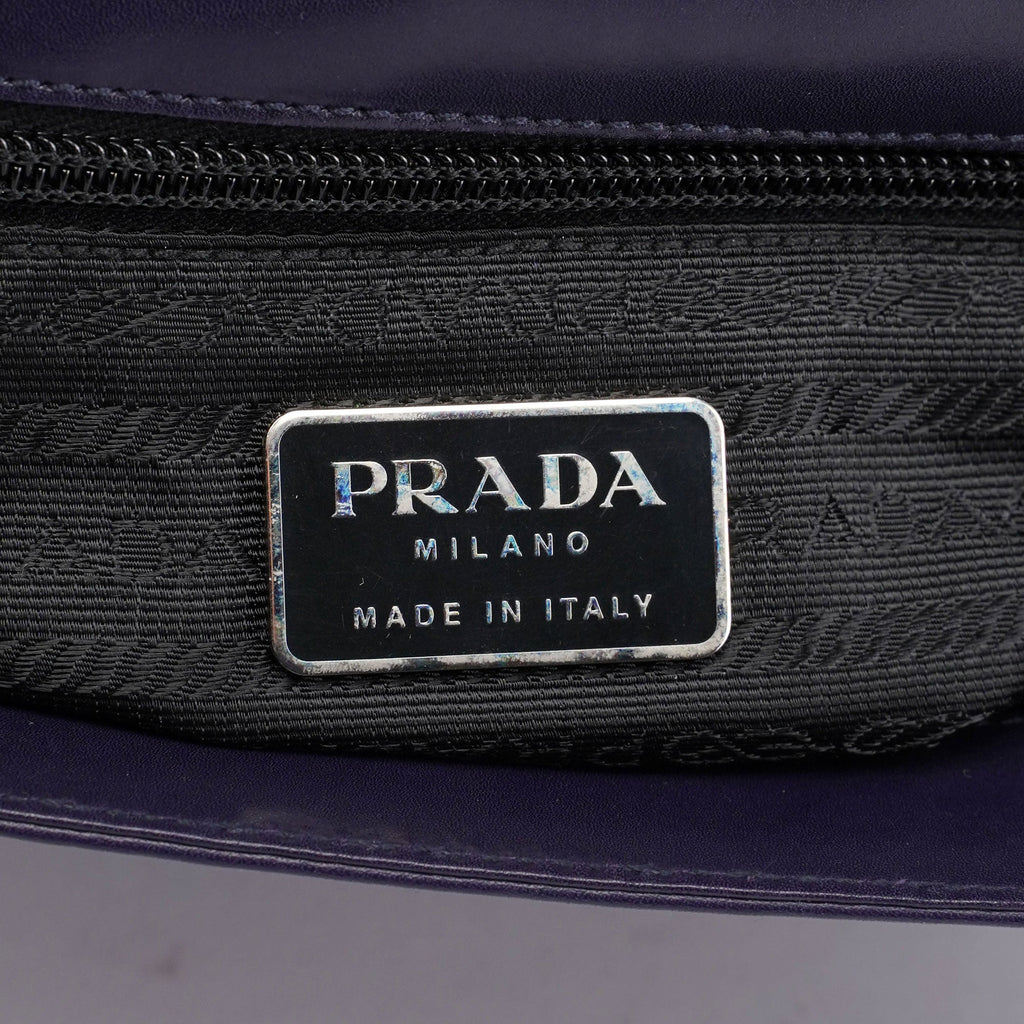Purple Calfskin Top Handle Flap Bag