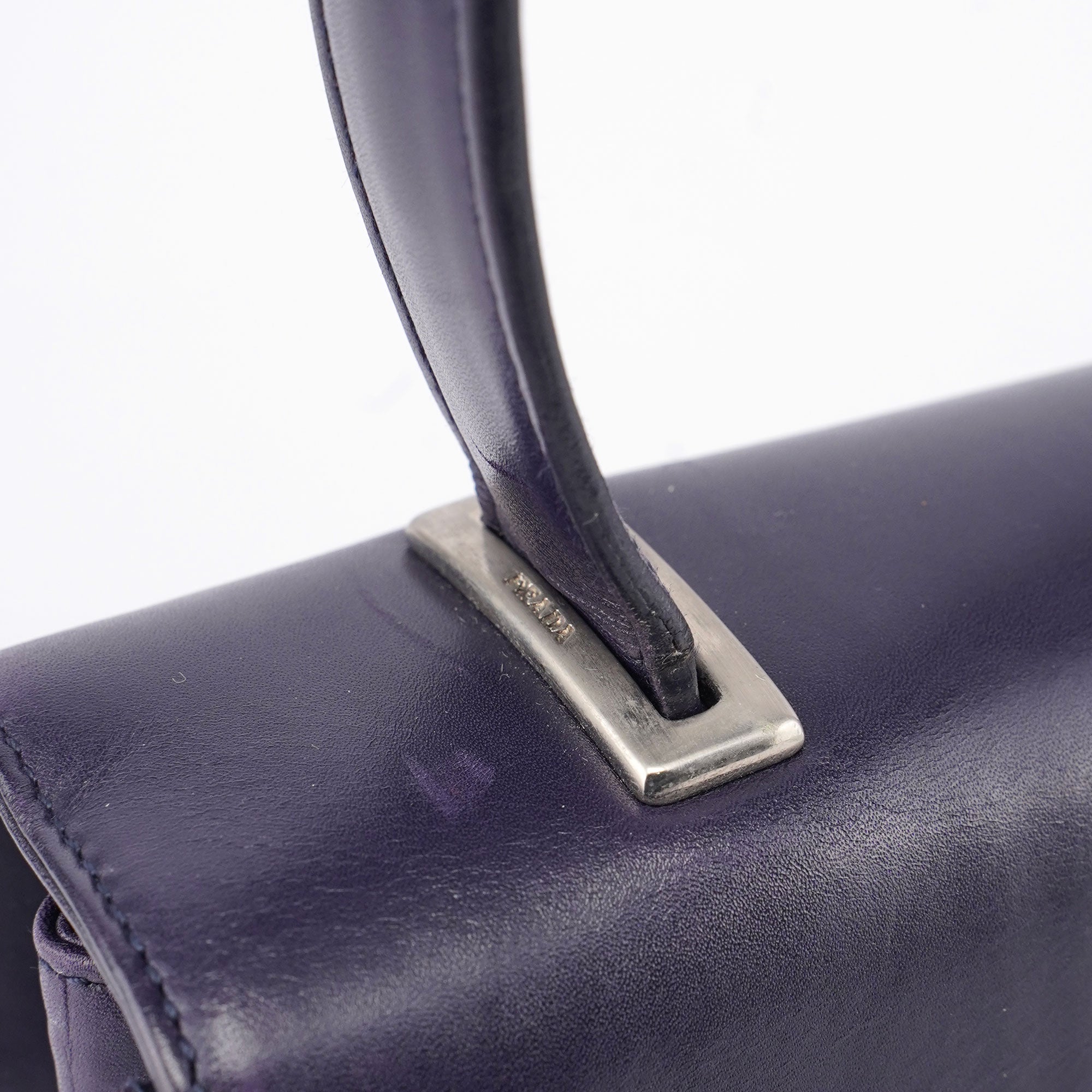 Purple Calfskin Top Handle Flap Bag