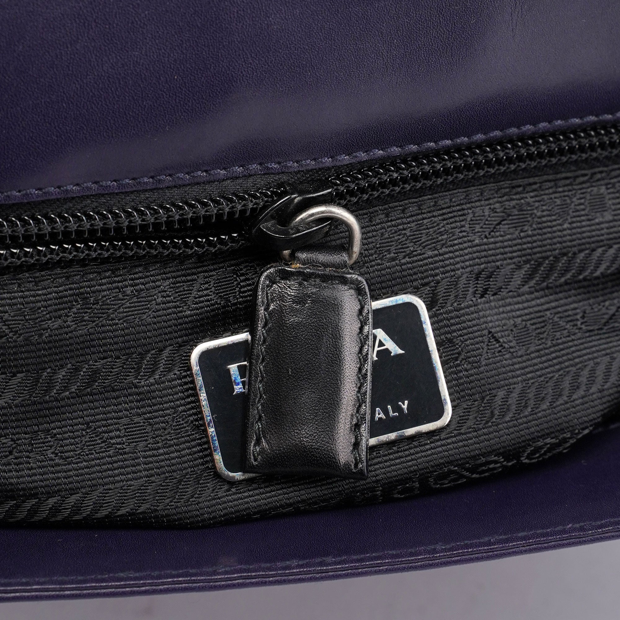 Purple Calfskin Top Handle Flap Bag