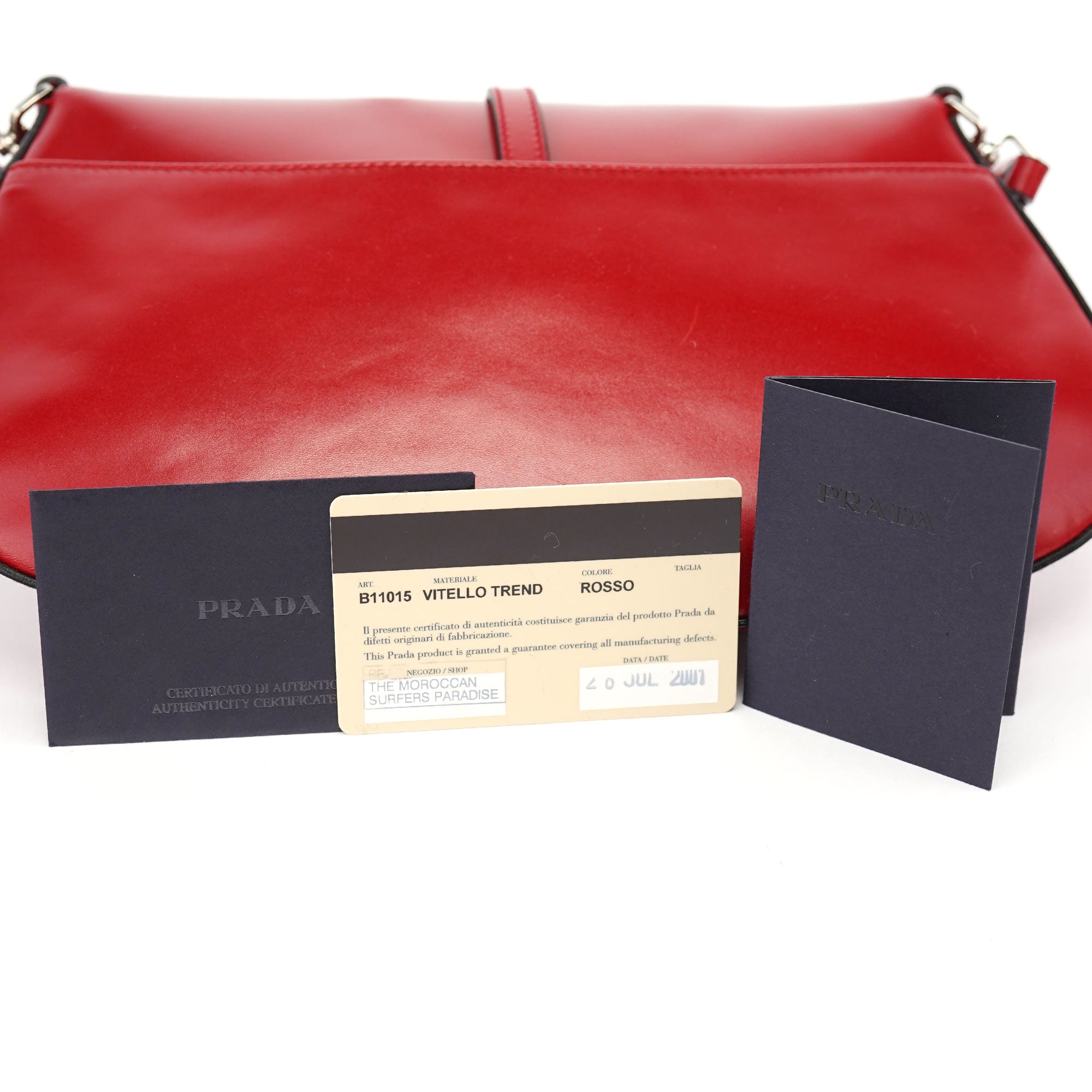 Red Calfskin Cleo Shoulder Bag