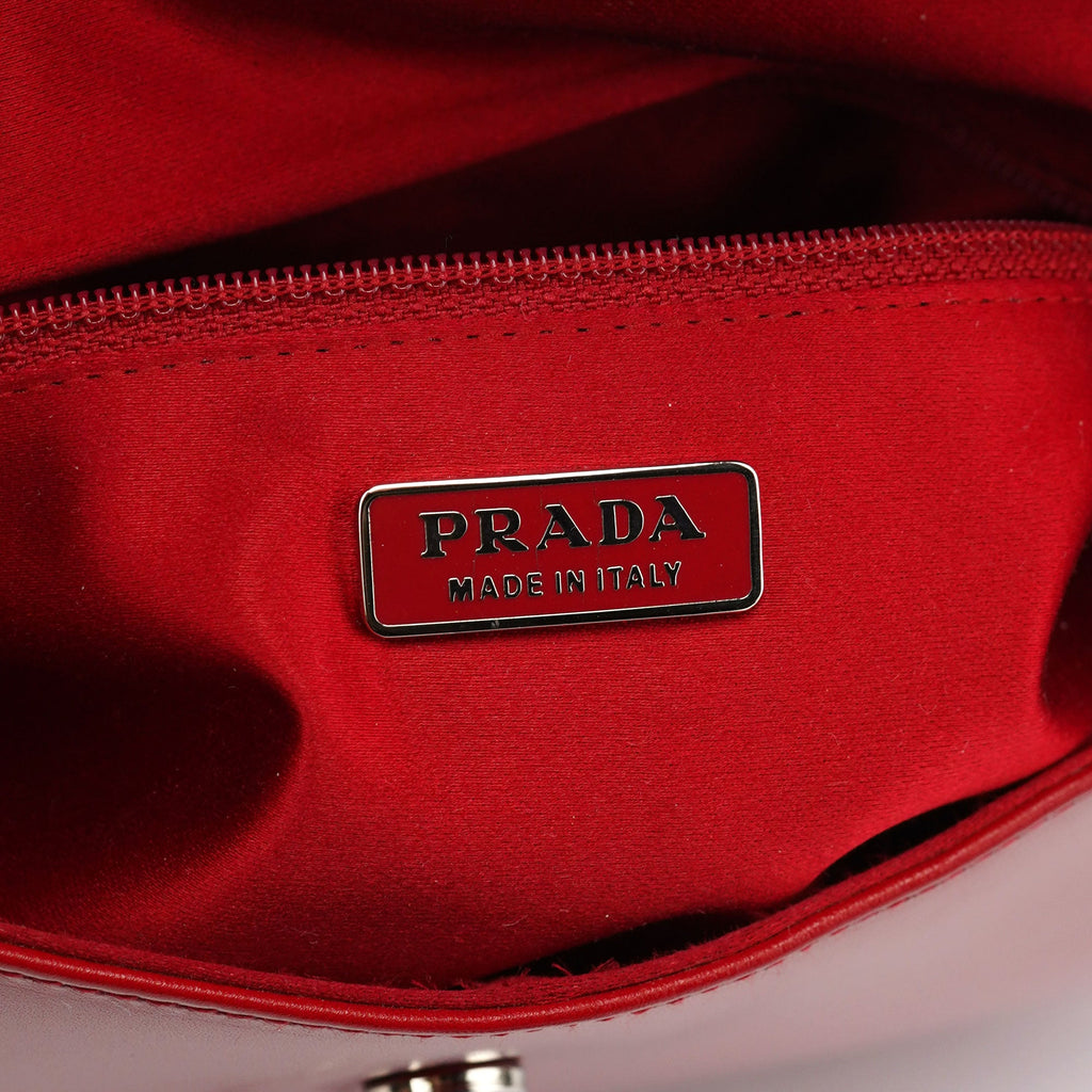 Red Calfskin Cleo Shoulder Bag