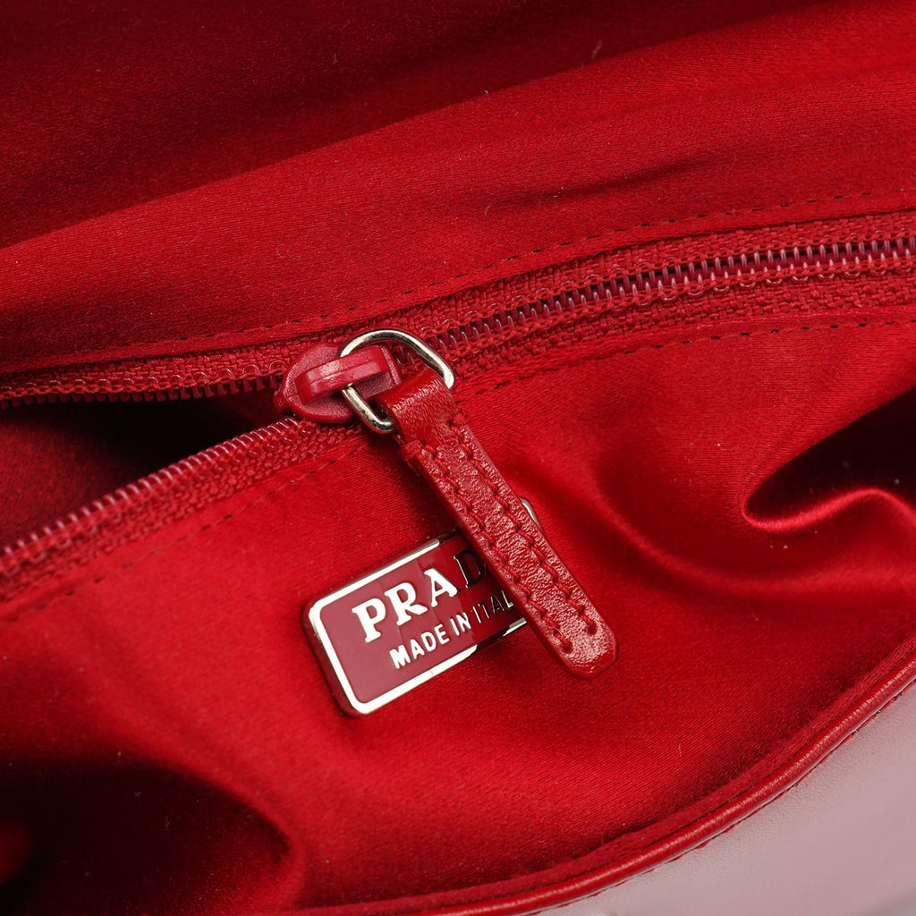 Red Calfskin Cleo Shoulder Bag