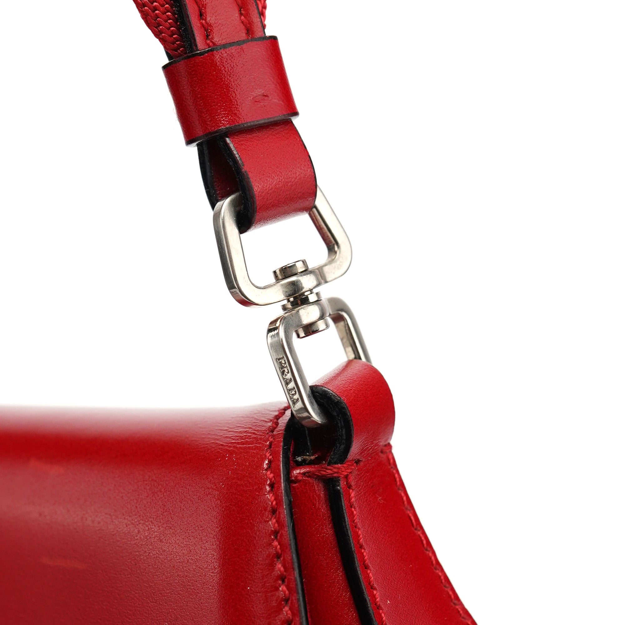 Red Calfskin Cleo Shoulder Bag