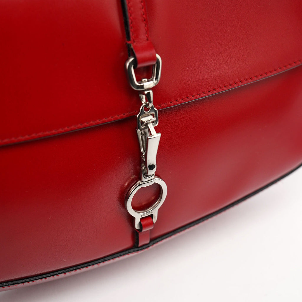 Red Calfskin Cleo Shoulder Bag