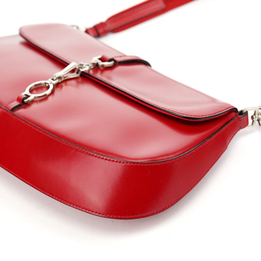 Red Calfskin Cleo Shoulder Bag