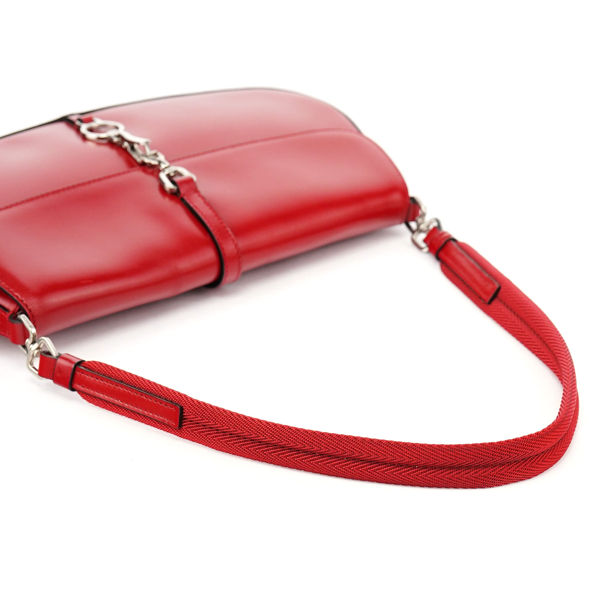 Red Calfskin Cleo Shoulder Bag