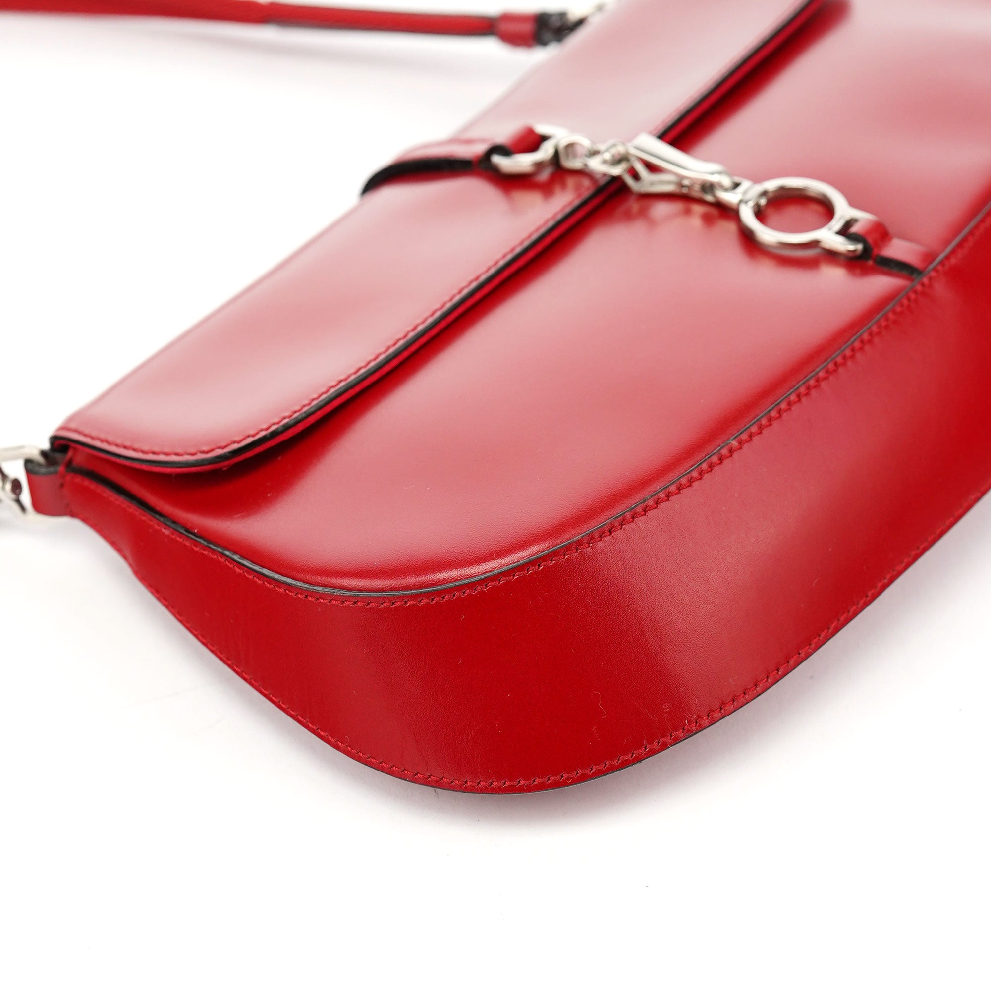 Red Calfskin Cleo Shoulder Bag