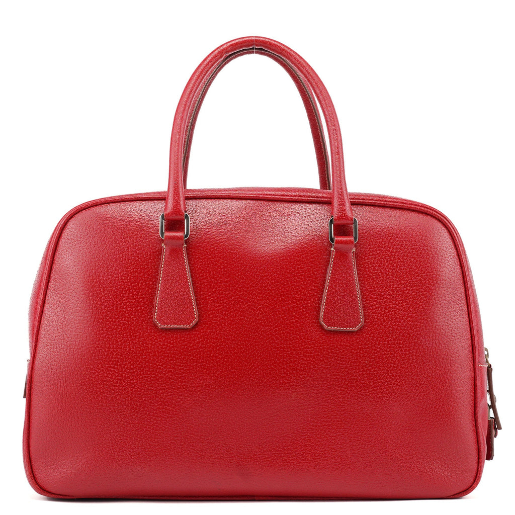 Red Leather Bowling Tote Bag