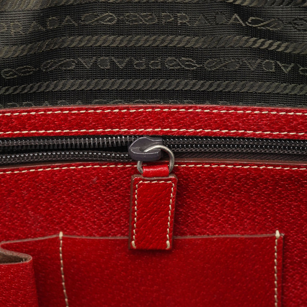 Red Leather Bowling Tote Bag