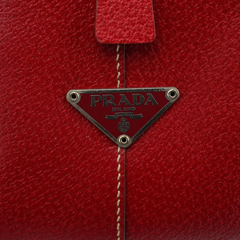 Red Leather Bowling Tote Bag