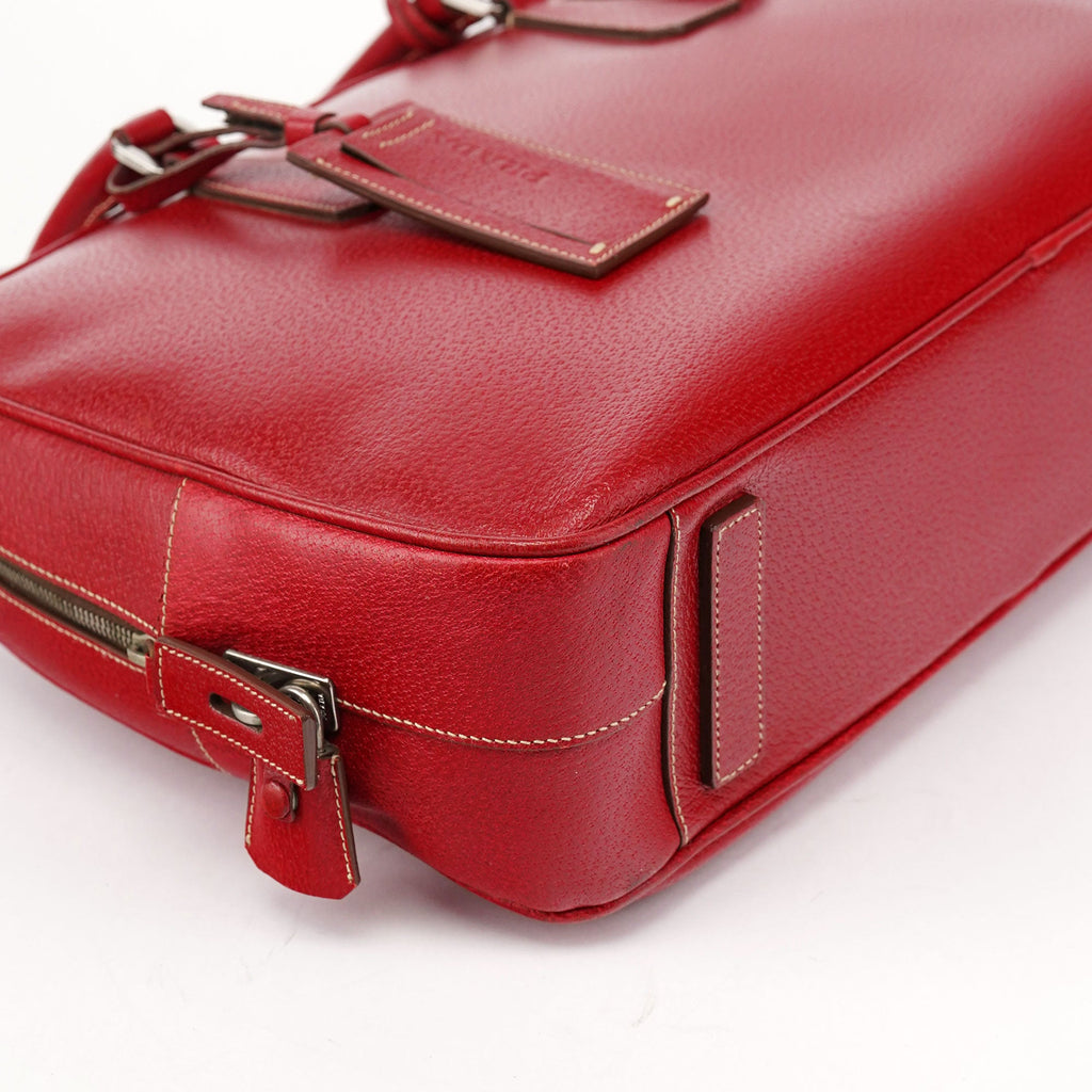 Red Leather Bowling Tote Bag