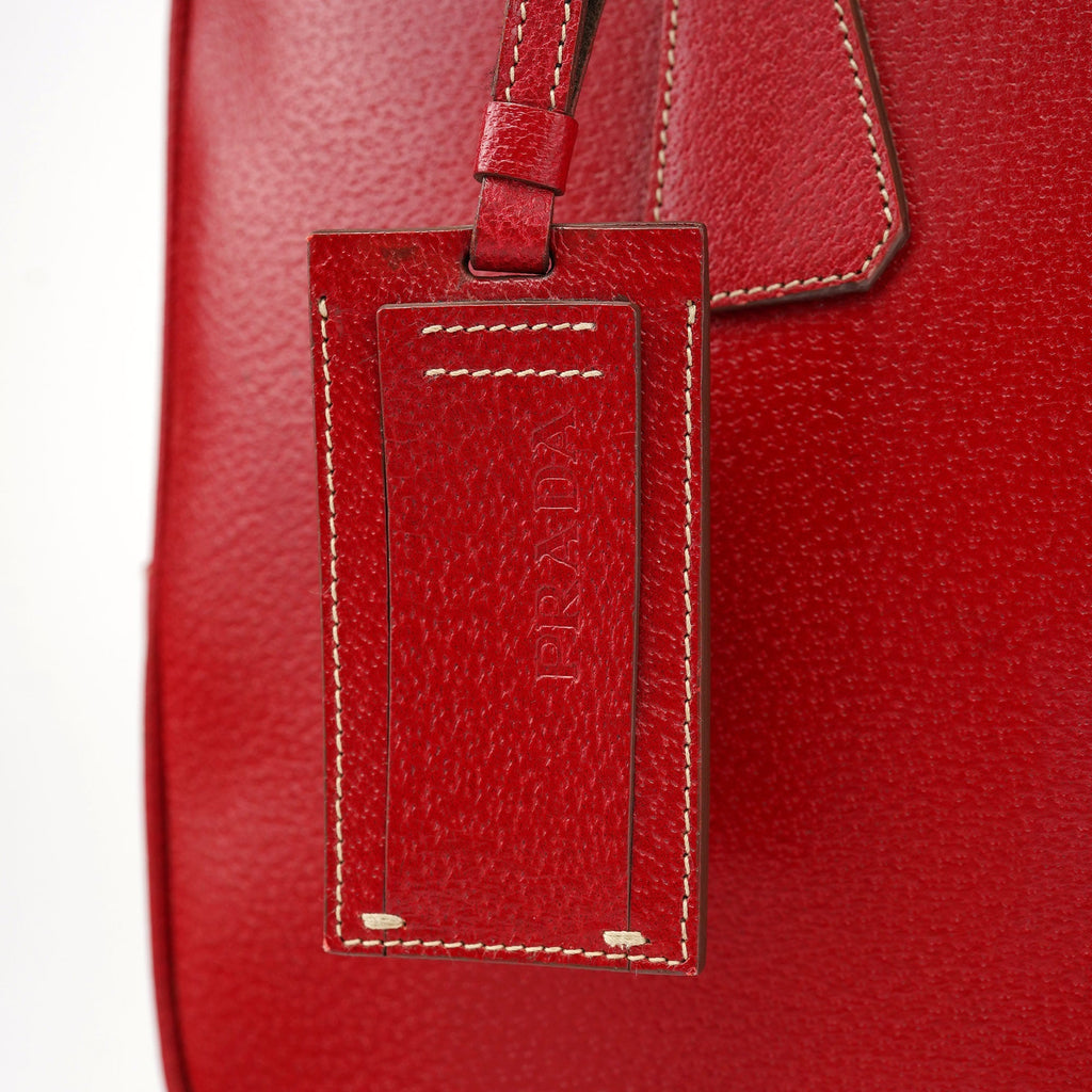 Red Leather Bowling Tote Bag