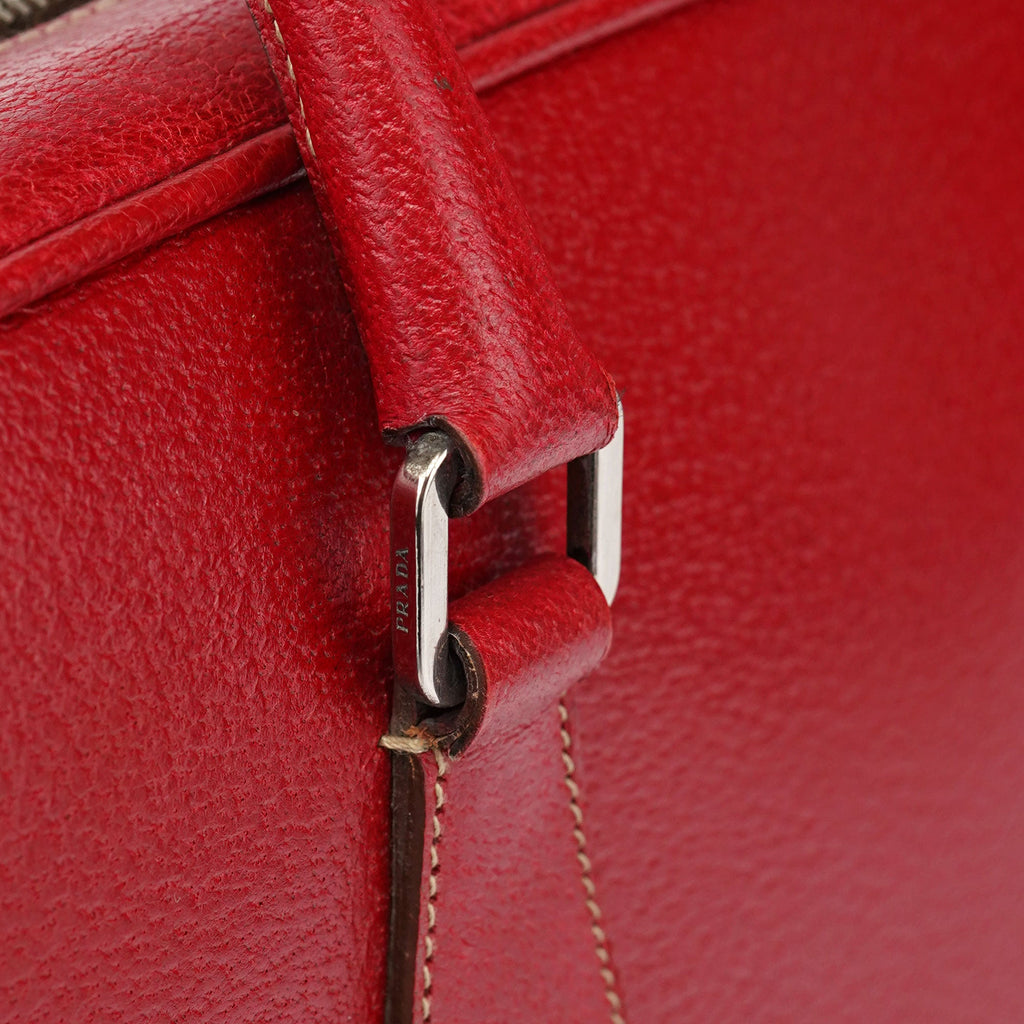 Red Leather Bowling Tote Bag