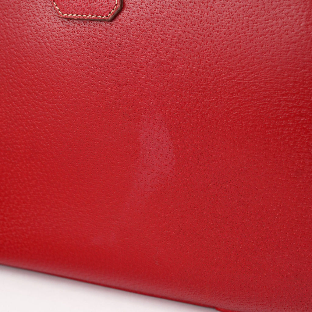 Red Leather Bowling Tote Bag