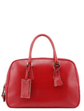 Red Leather Bowling Tote Bag