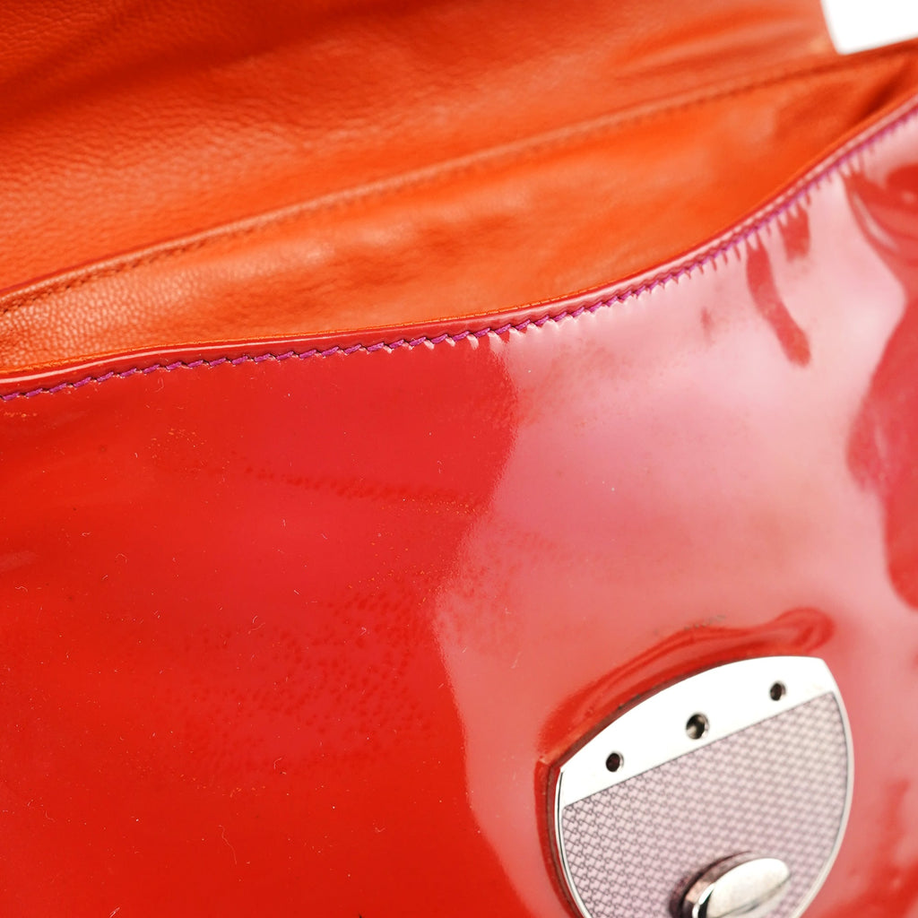 Red Spazzolato Buckle Shoulder Bag