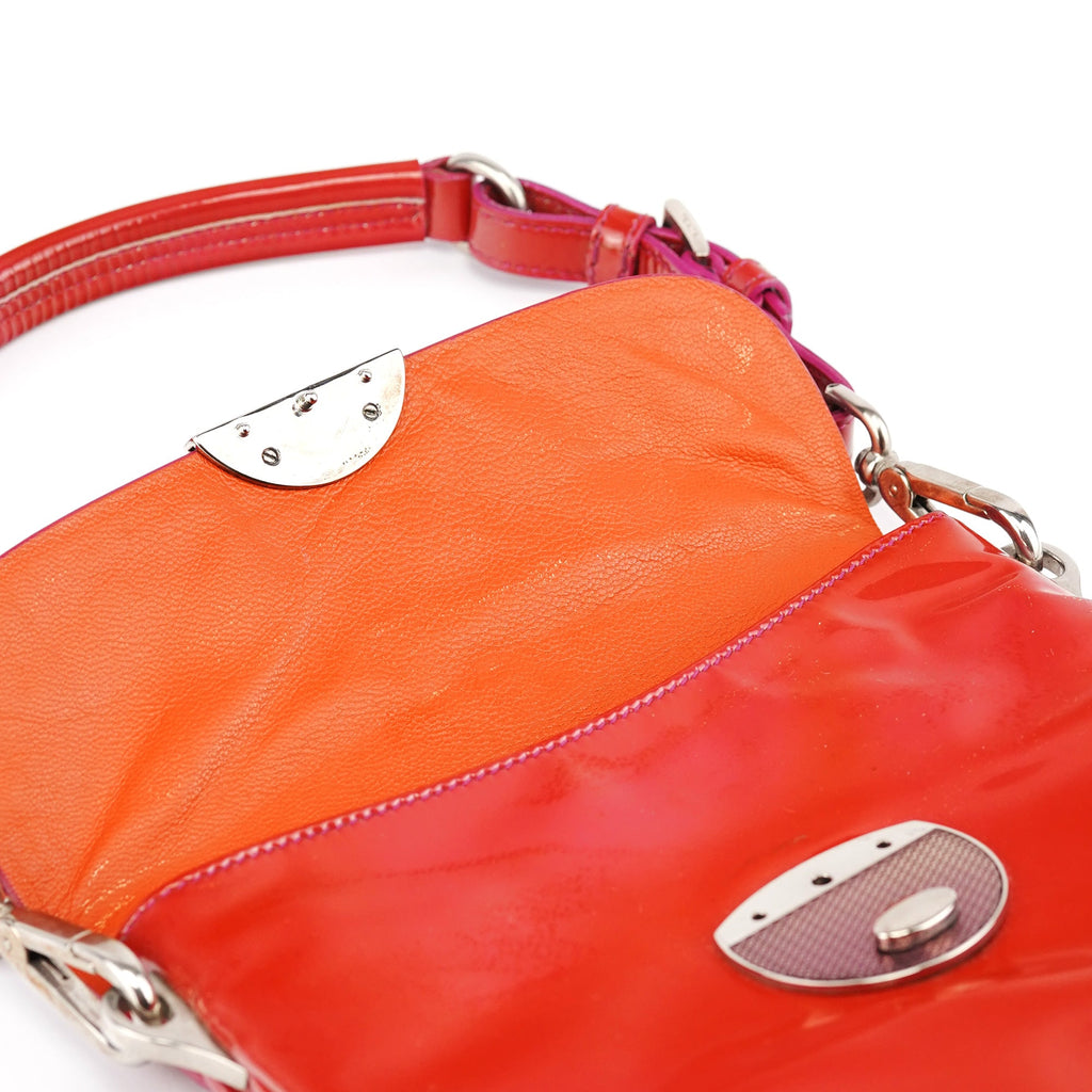 Red Spazzolato Buckle Shoulder Bag