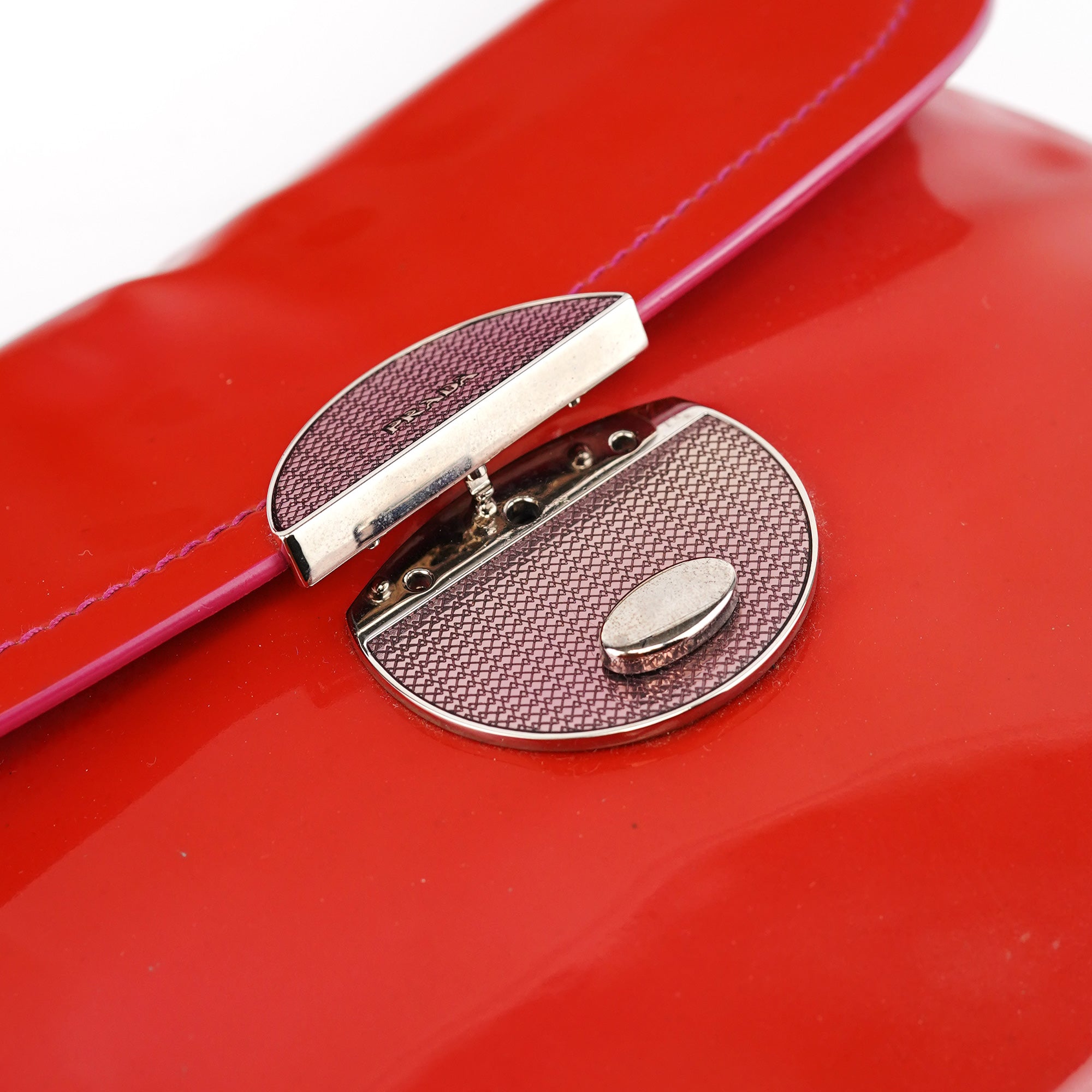 Red Spazzolato Buckle Shoulder Bag