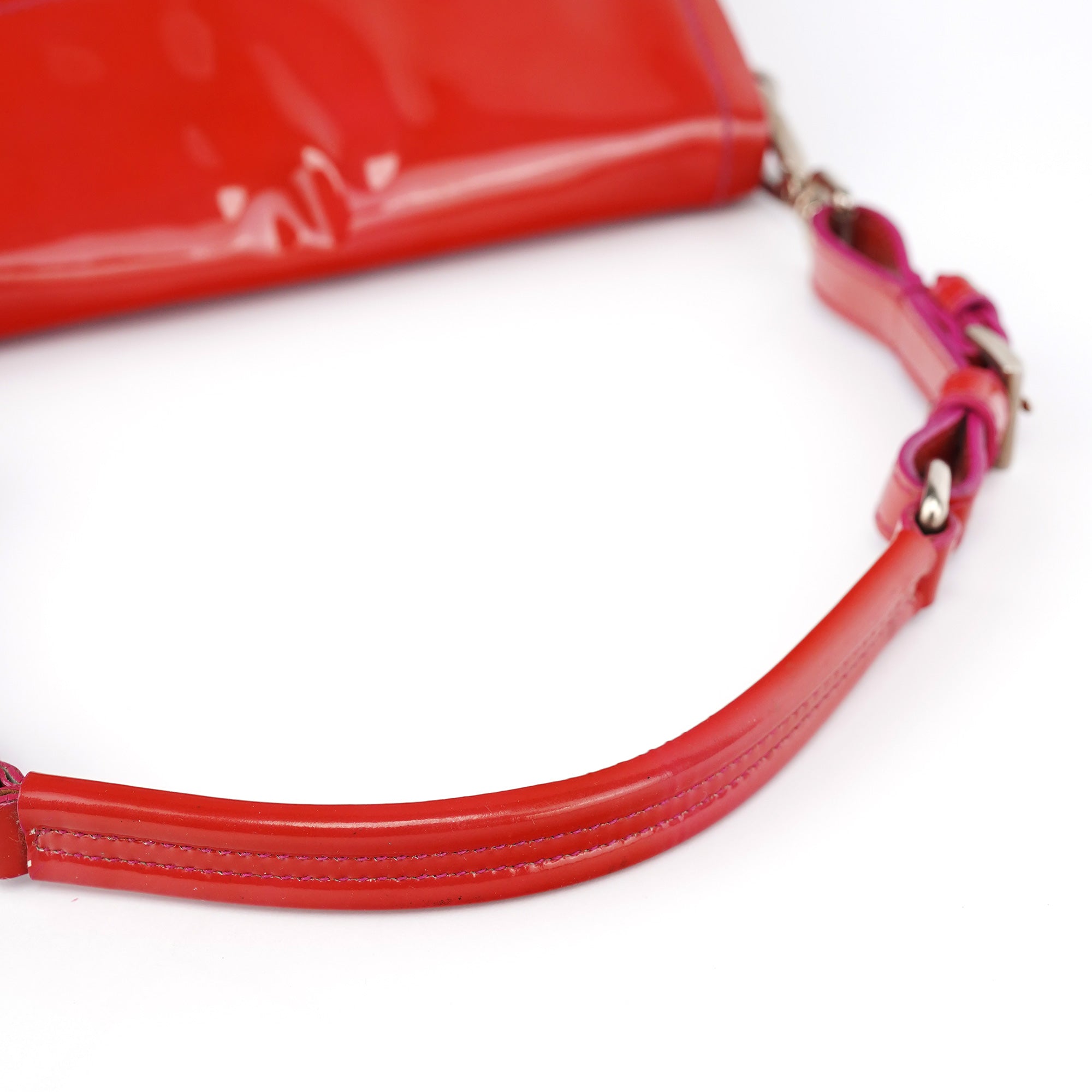 Red Spazzolato Buckle Shoulder Bag