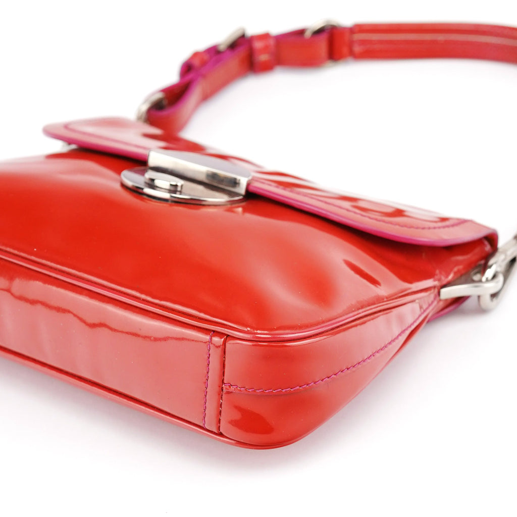 Red Spazzolato Buckle Shoulder Bag