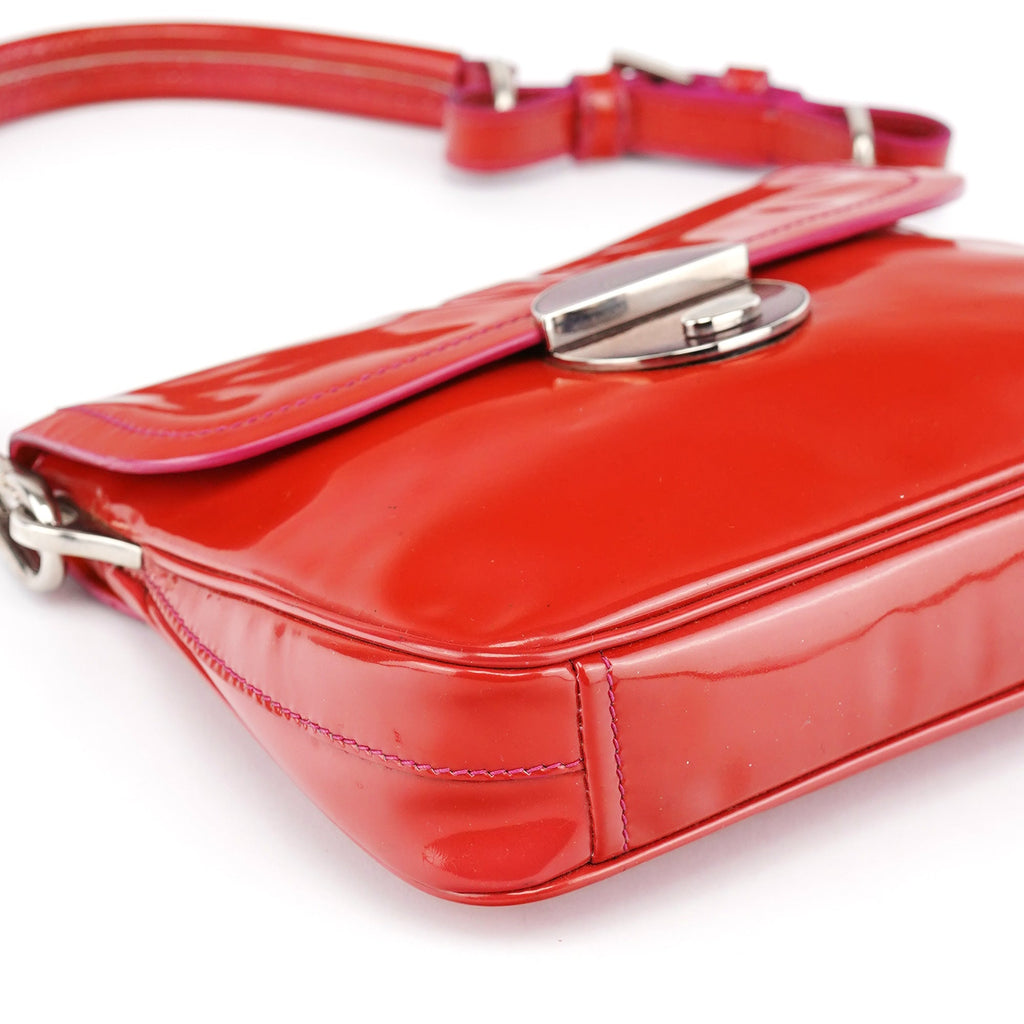 Red Spazzolato Buckle Shoulder Bag