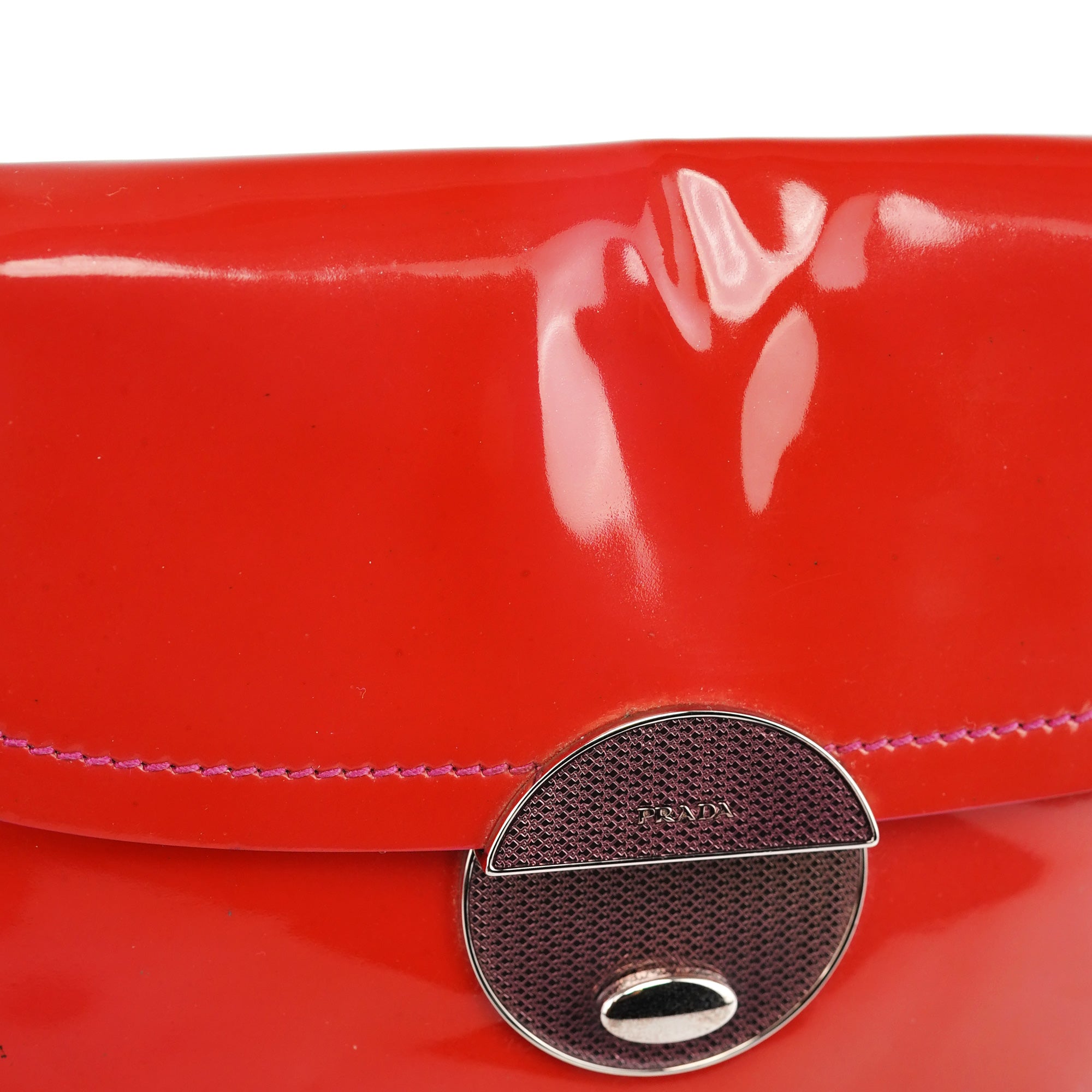 Red Spazzolato Buckle Shoulder Bag