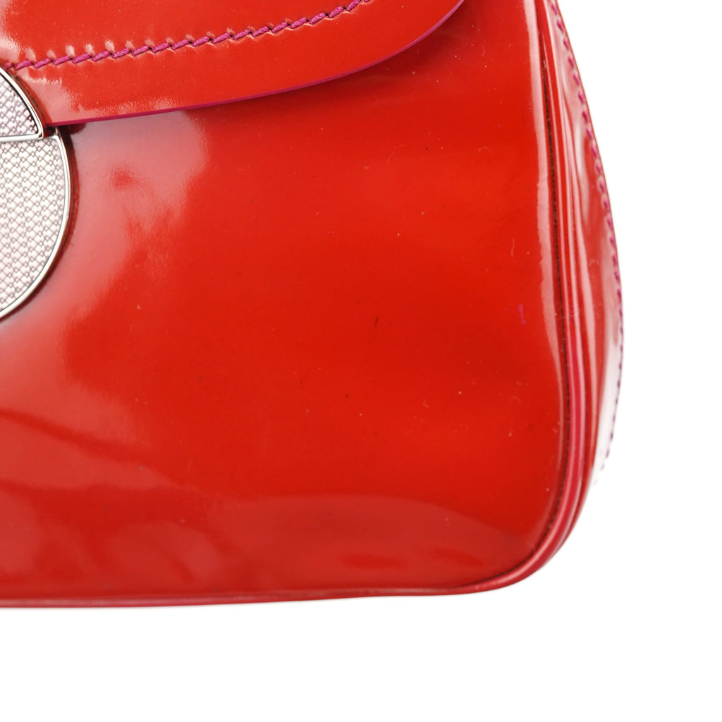 Red Spazzolato Buckle Shoulder Bag