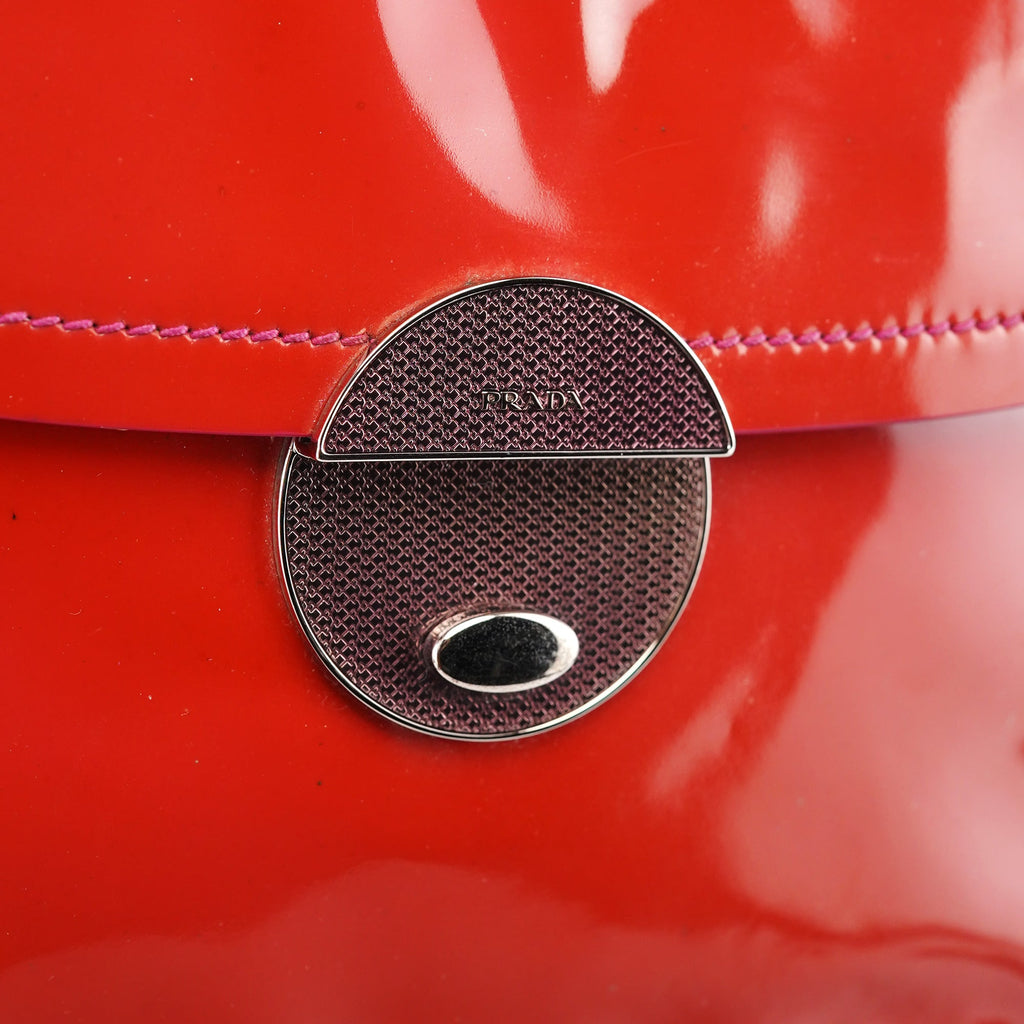 Red Spazzolato Buckle Shoulder Bag
