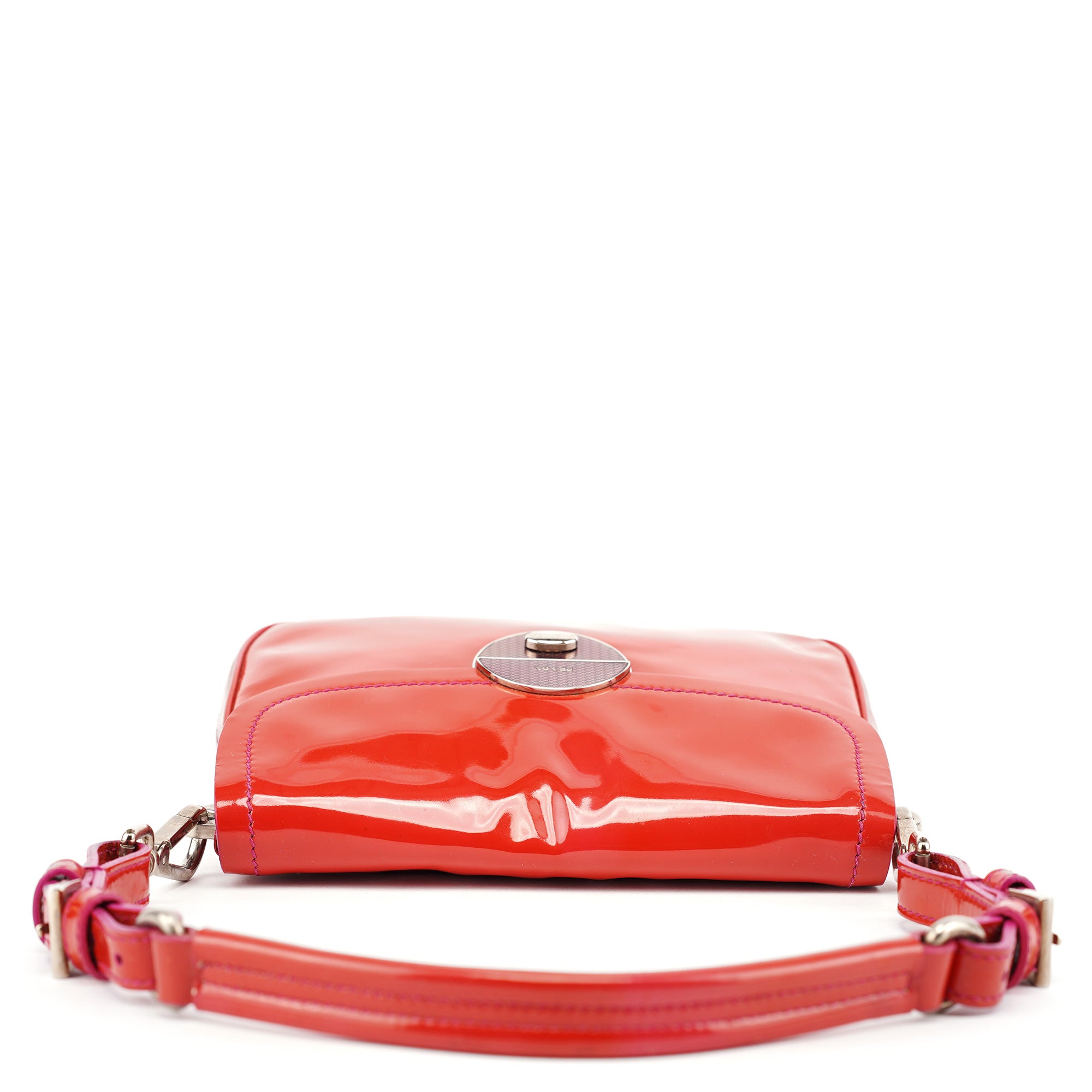 Red Spazzolato Buckle Shoulder Bag