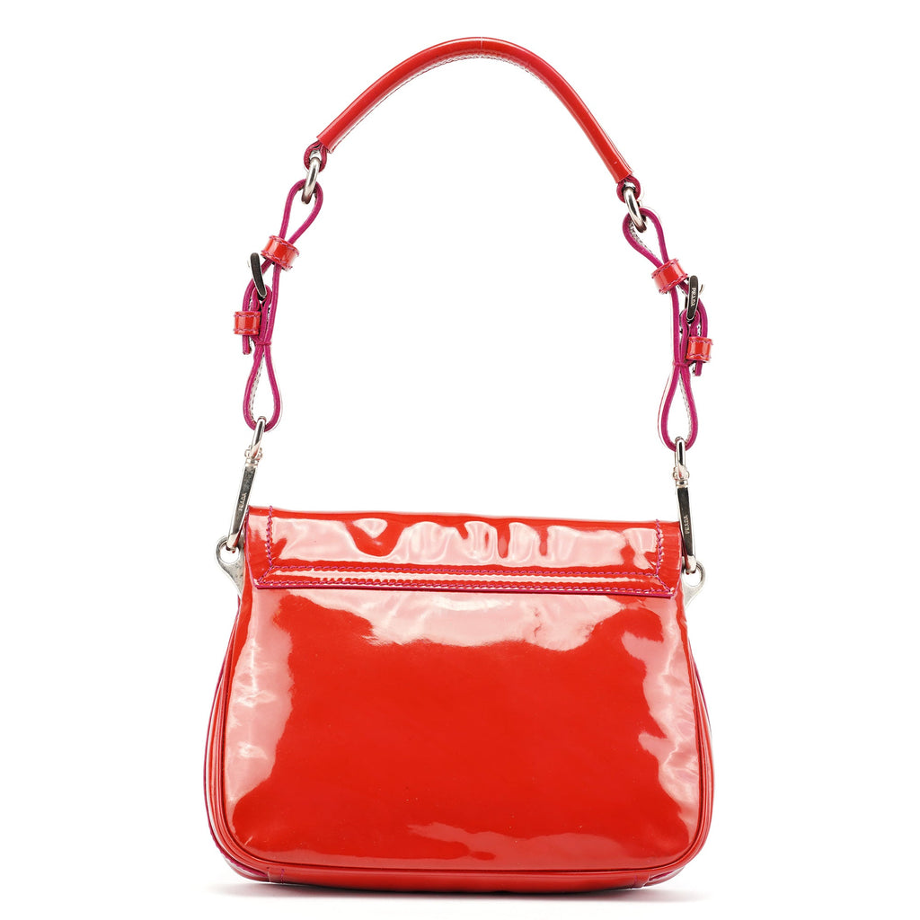 Red Spazzolato Buckle Shoulder Bag