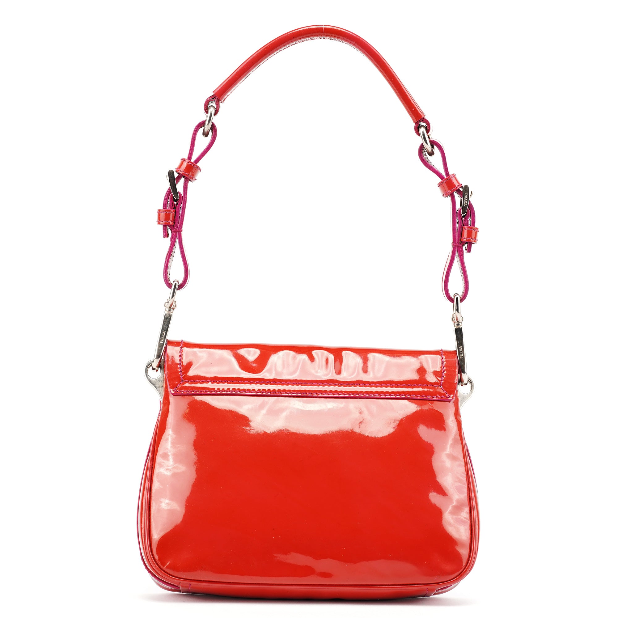 Red Spazzolato Buckle Shoulder Bag