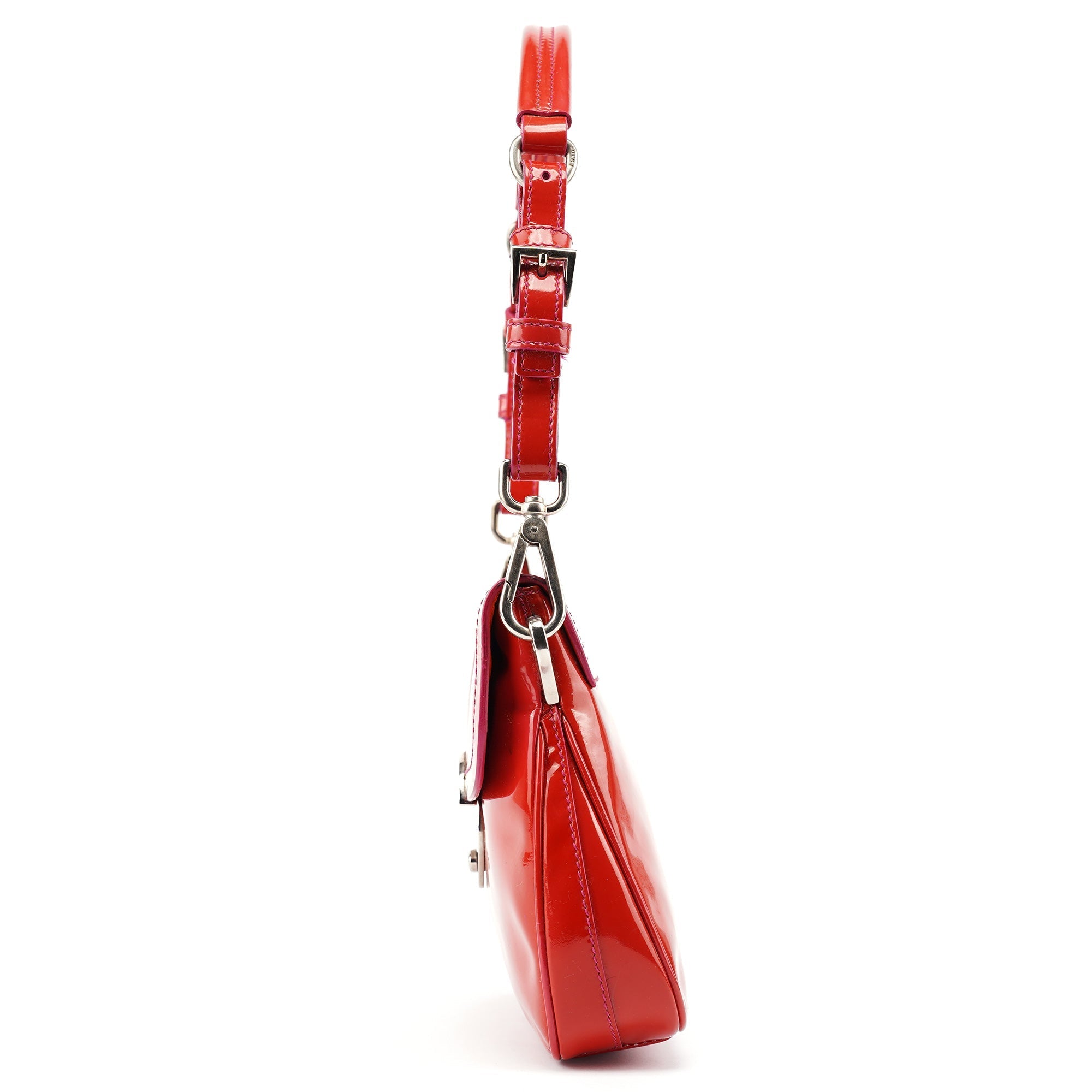 Red Spazzolato Buckle Shoulder Bag