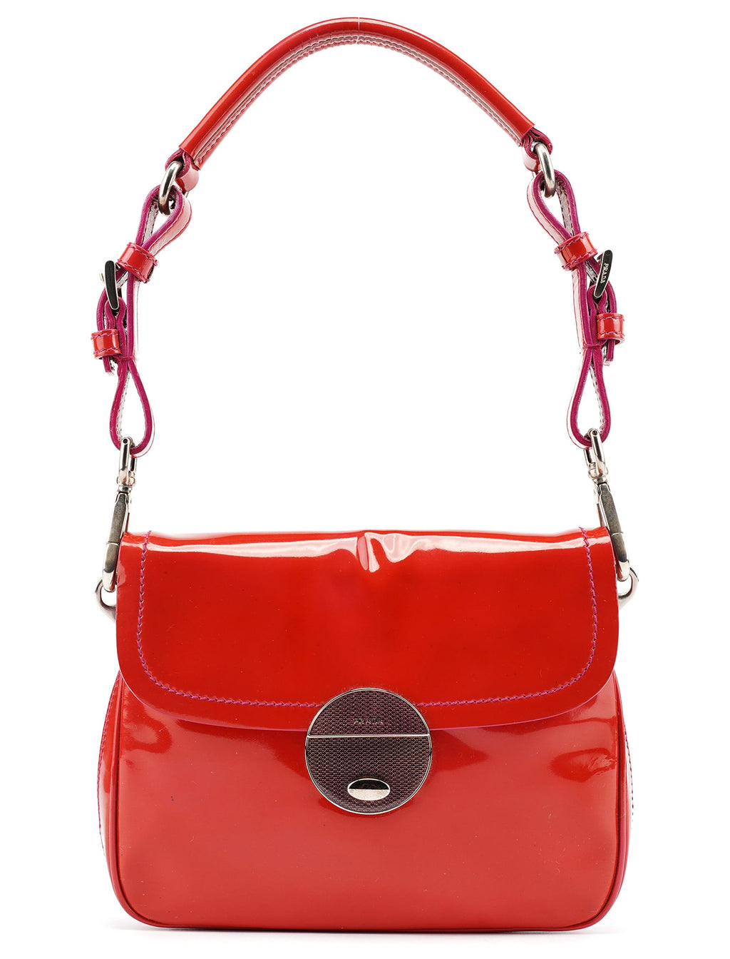 Red Spazzolato Buckle Shoulder Bag