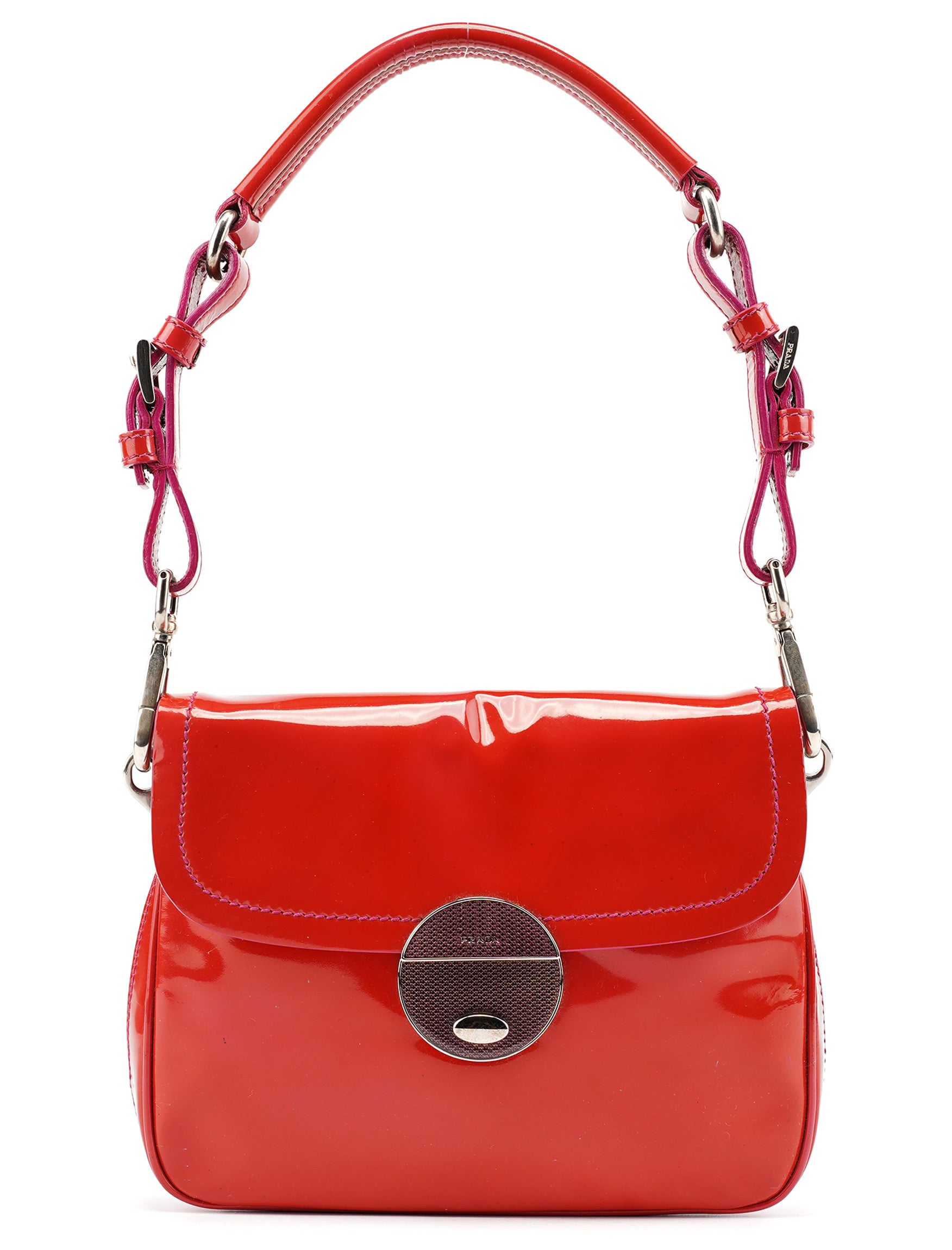 Red Spazzolato Buckle Shoulder Bag