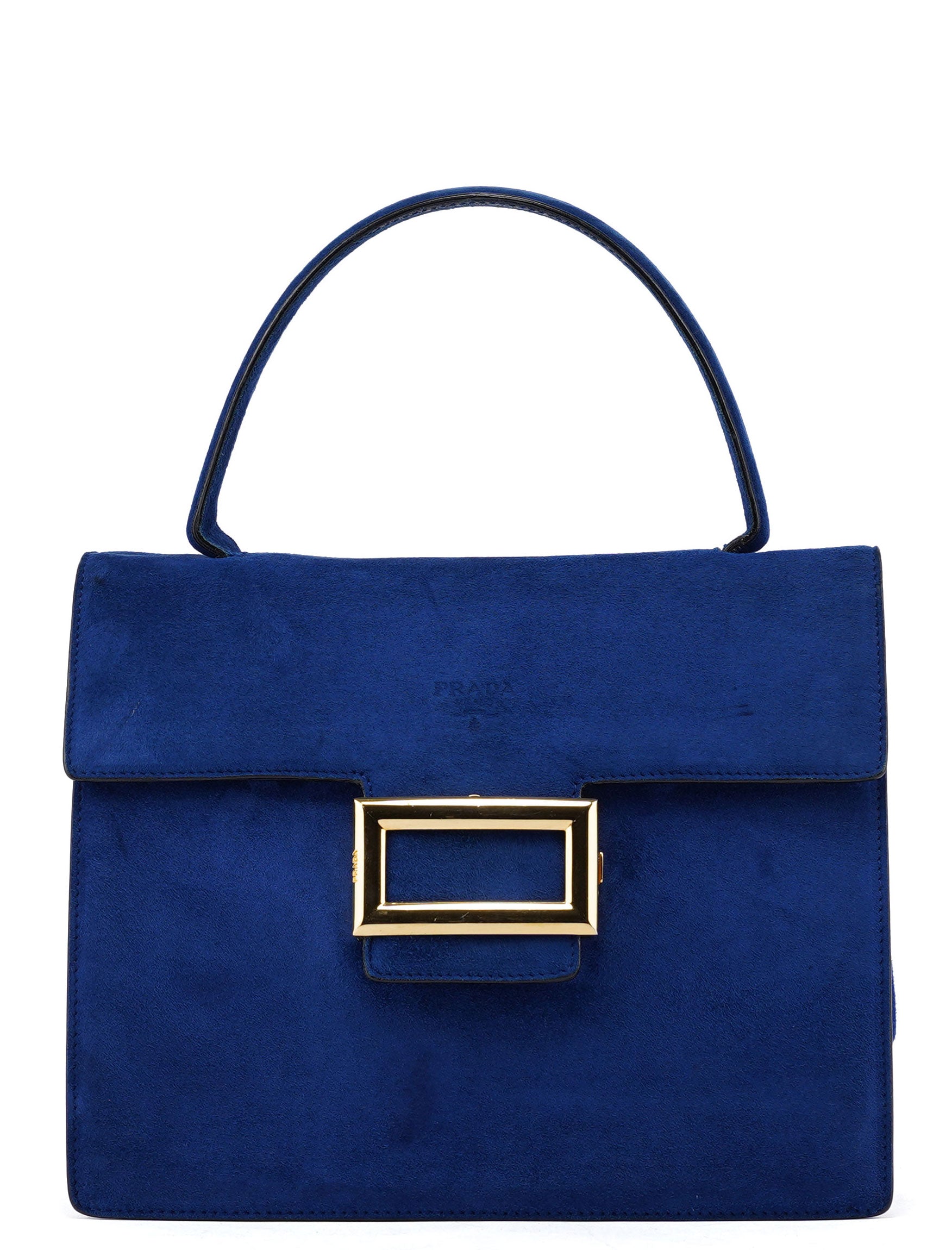 Royal Blue Suede Top Handle Bag