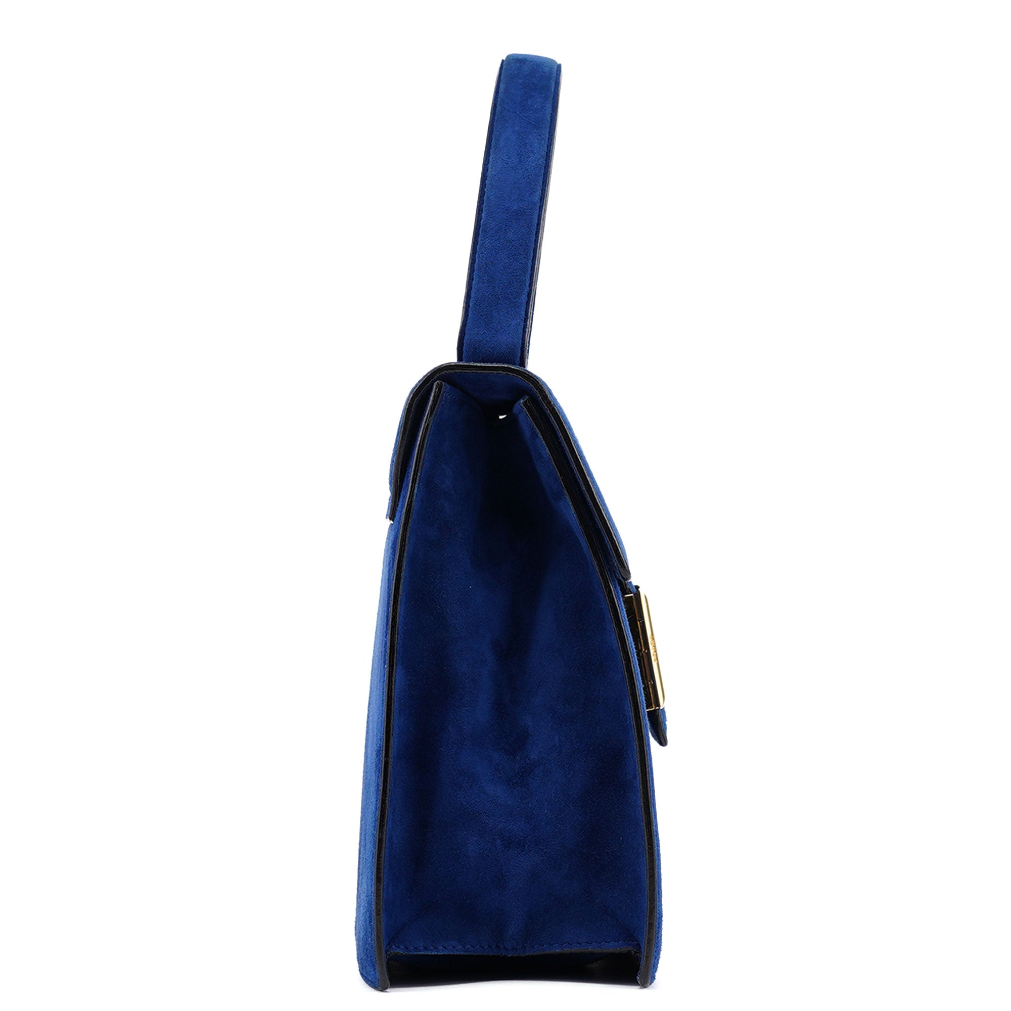 Royal Blue Suede Top Handle Bag