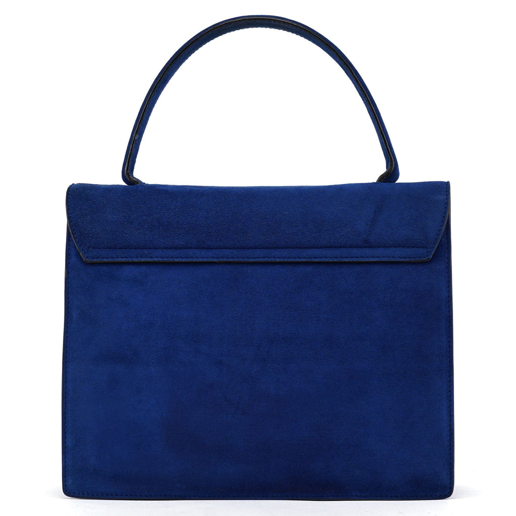 Royal Blue Suede Top Handle Bag