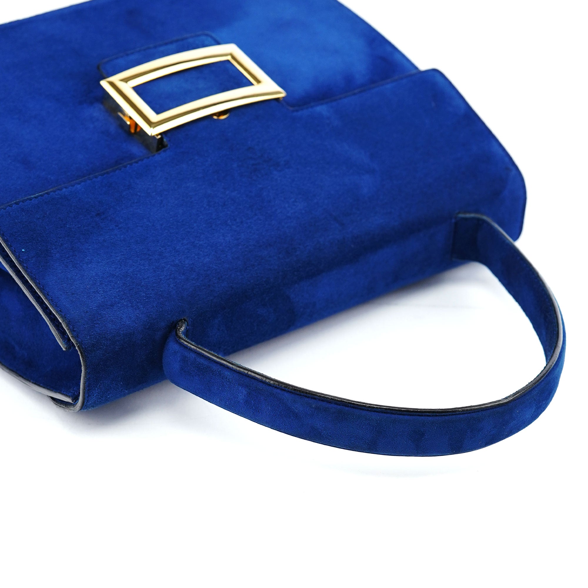 Royal Blue Suede Top Handle Bag