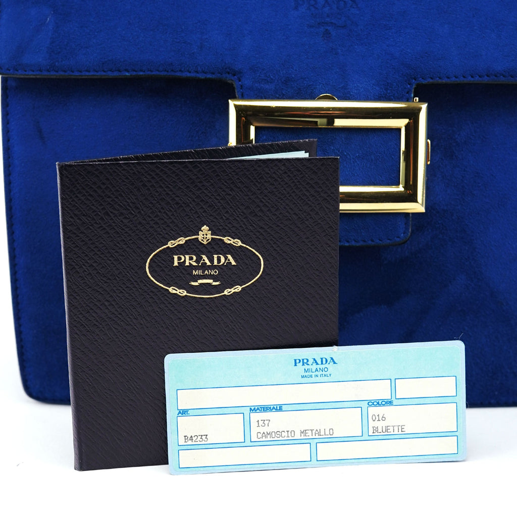 Royal Blue Suede Top Handle Bag