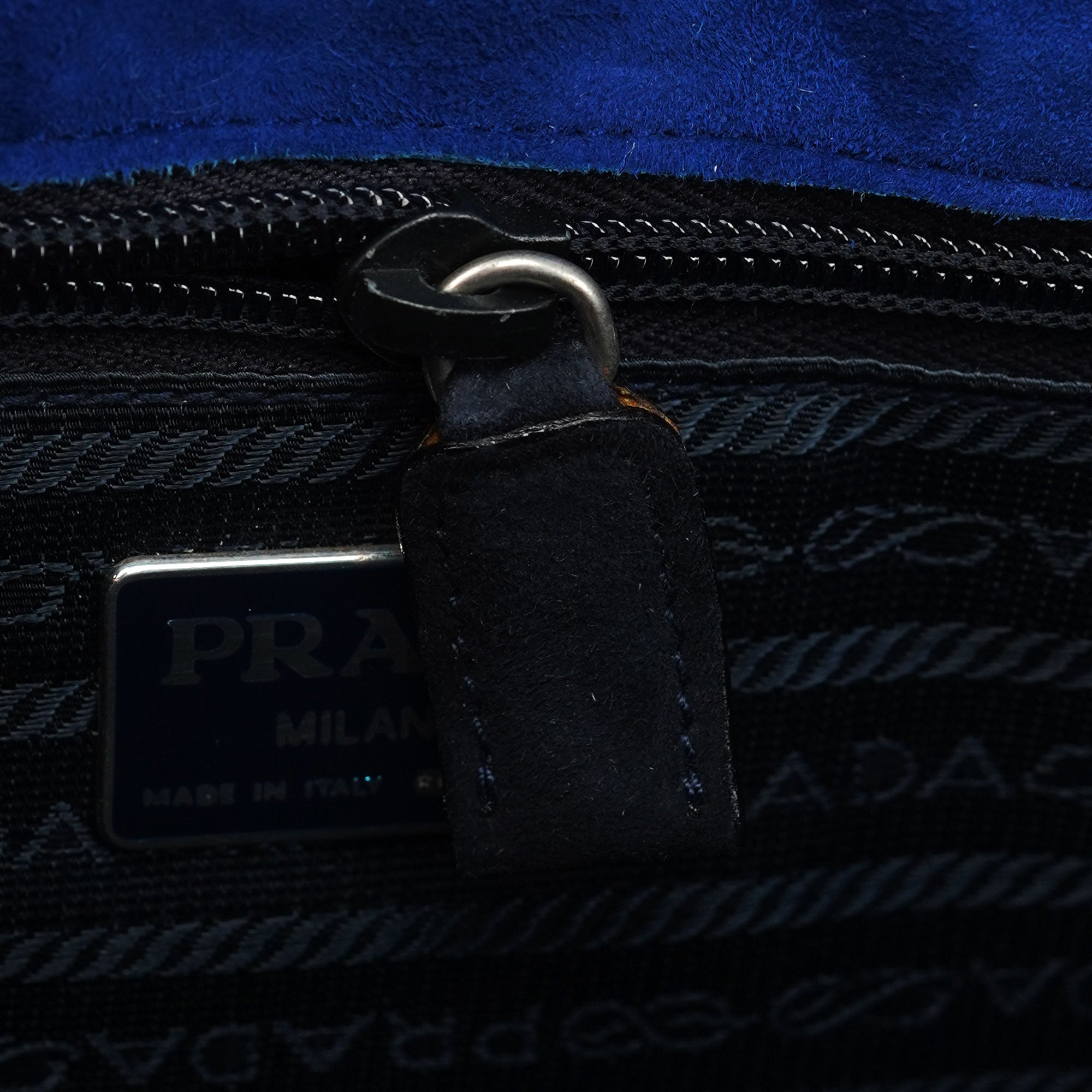 Royal Blue Suede Top Handle Bag