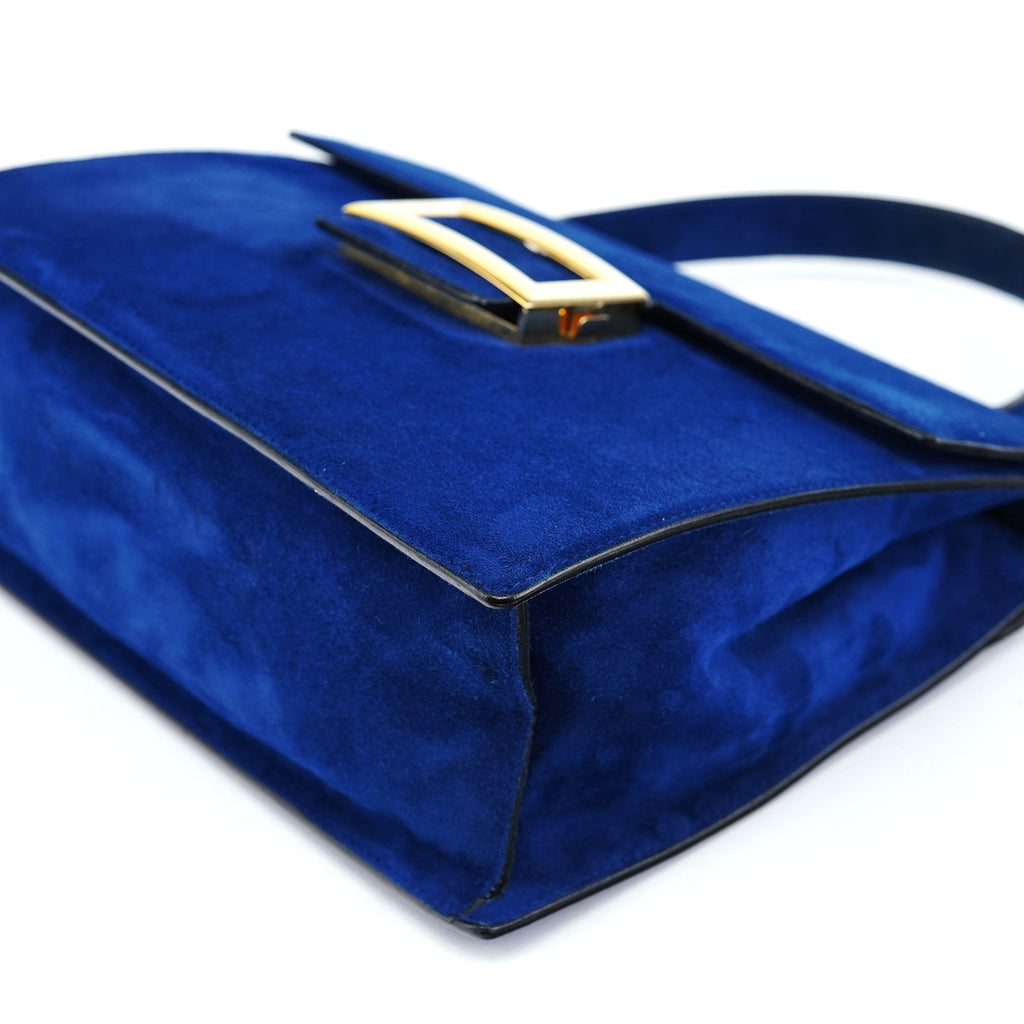 Royal Blue Suede Top Handle Bag