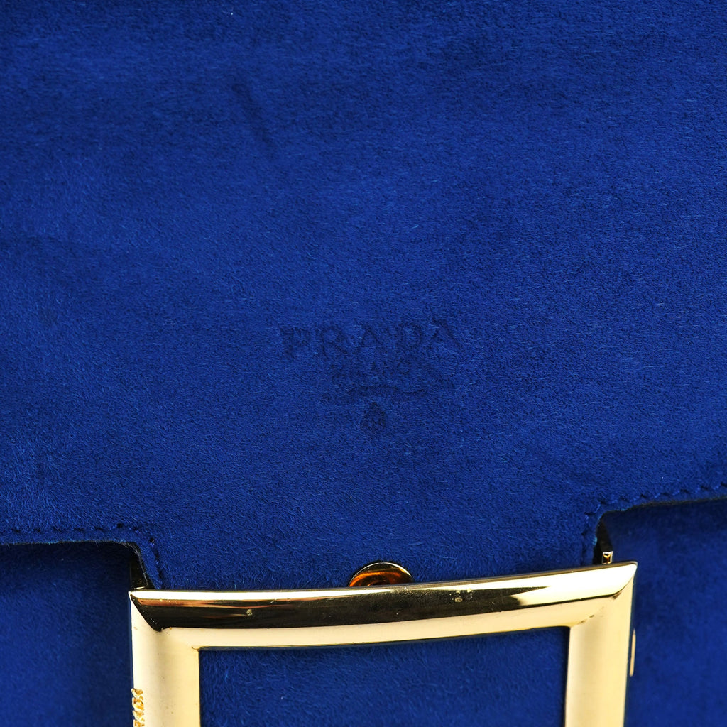 Royal Blue Suede Top Handle Bag