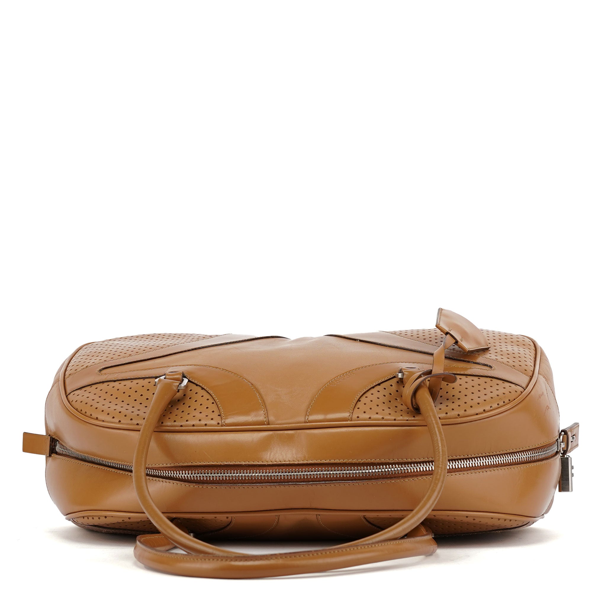 Spring 2000 Beige Leather Bowling Bag